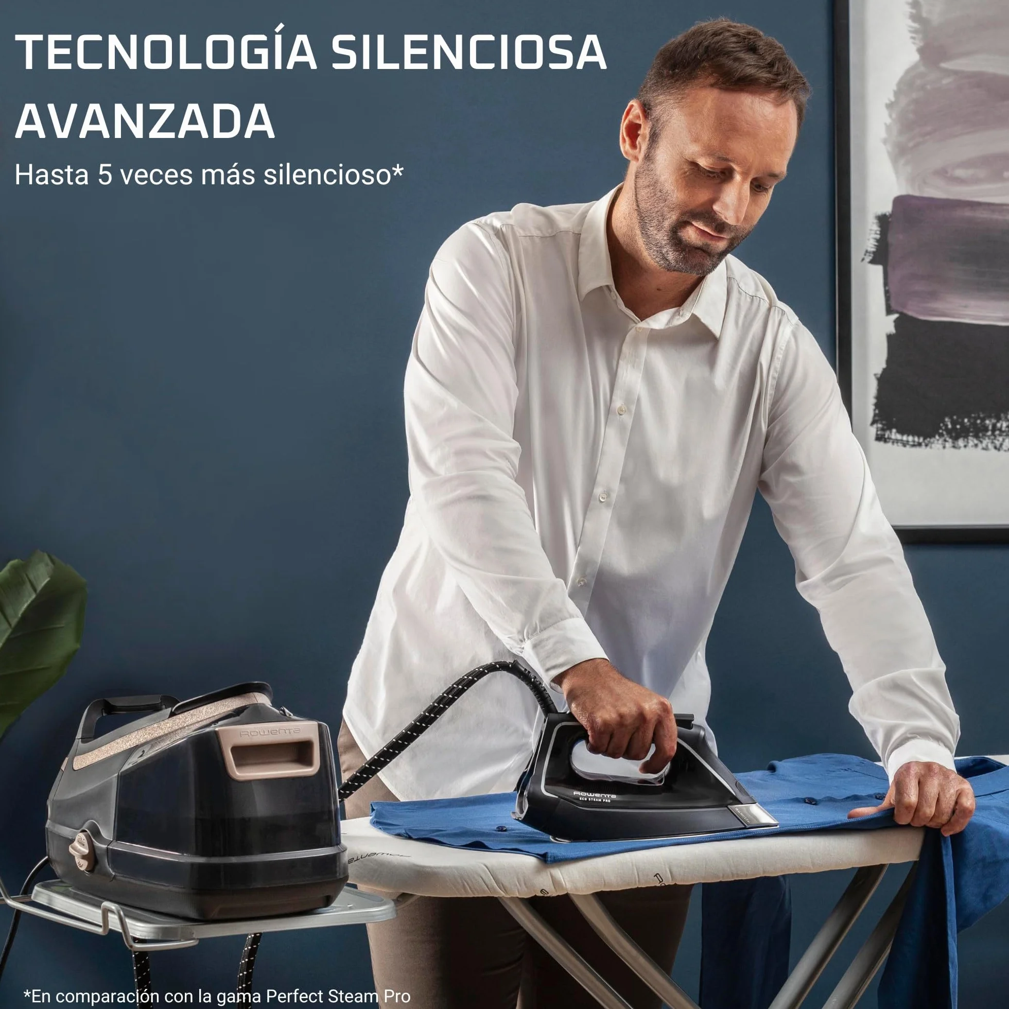 Rowenta Centro de Planchado Eco Steam Pro DG9661 – Potencia 2800 W, vapor 150 g/min, golpe 600 g/min, 8 bares, modo Eco, suela MicroSteam400 HD Láser, depósito extraíble 1,3 L (Reacondicionado)