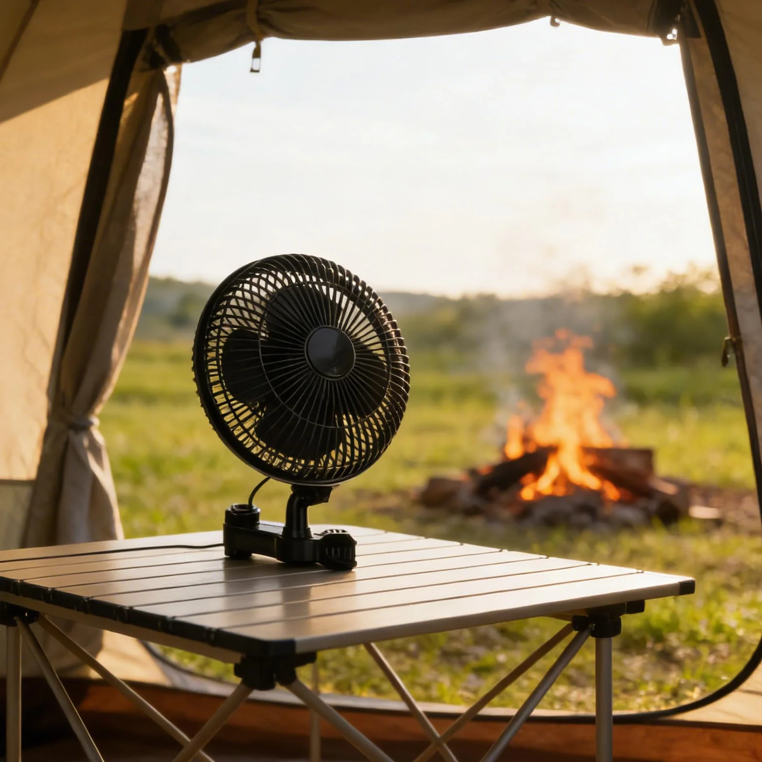 CLISPEED Ventilador Clip Portátil para Fiesta Verano, Ventilador Oscilante Abrazadera para Dosel y Mesa, Material Abs Imán de Cobre, Ligero Larga Duración