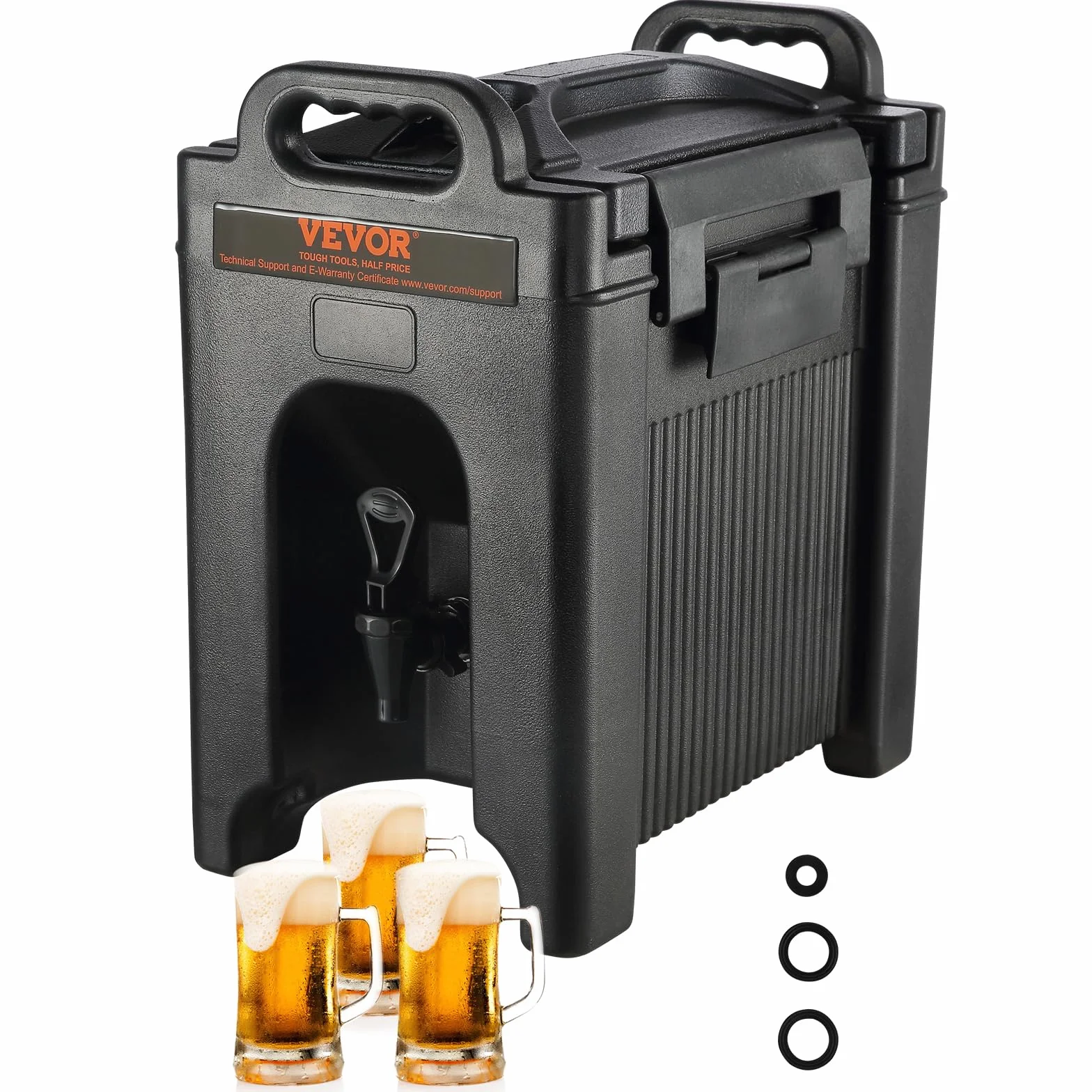 VEVOR Dispensador de Bebidas aislado de 9,5 L Dispensador de Agua Fría y Caliente No Eléctrico Almacenamiento de 10 H Contenedor Aislado con Grifo Portátil Alimentos de LDPE para Camping Catering