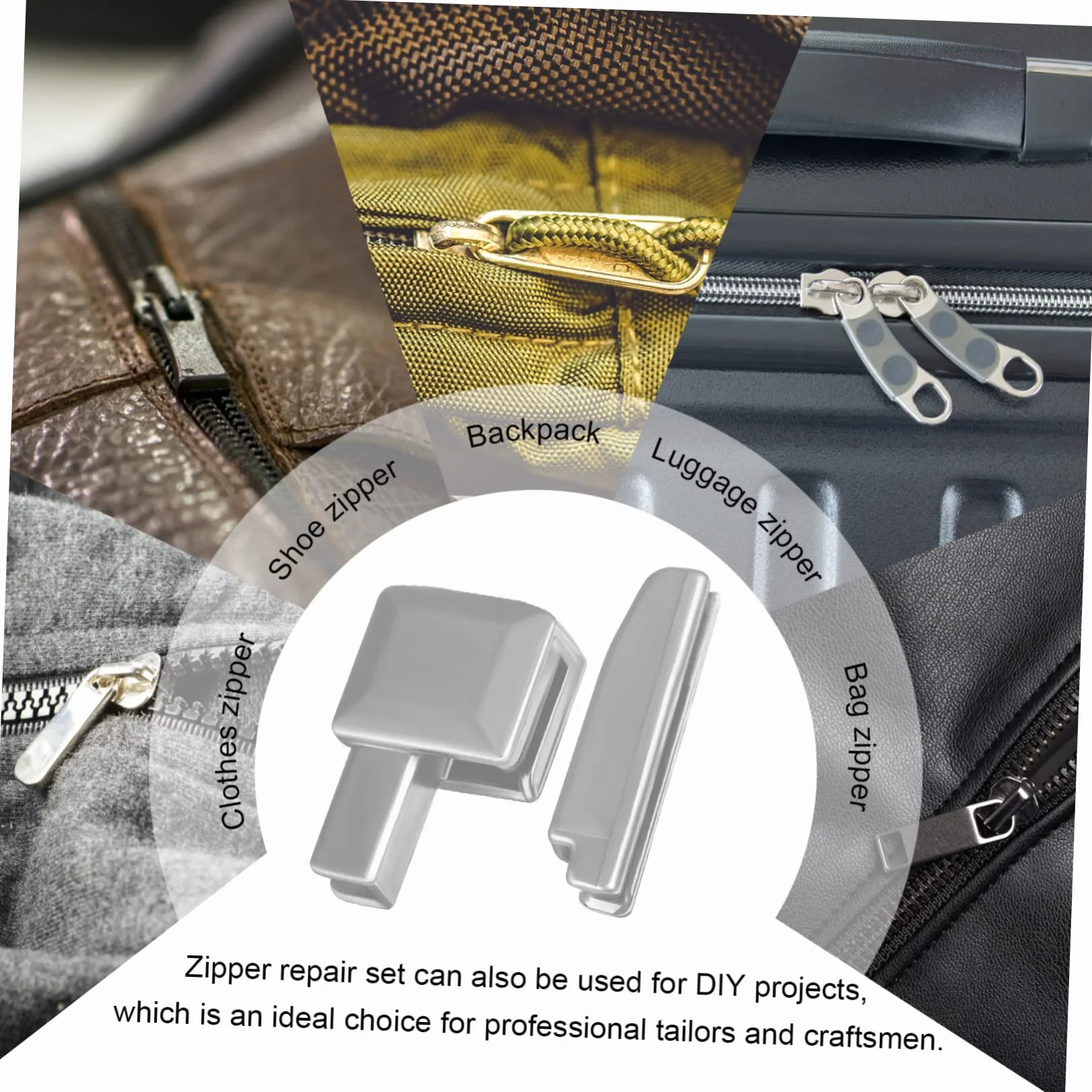 HOODANCOS 5piezas Kit De Reparación De Cremalleras De Pines De Inserción Metálicos Tapones y Accesorios Para Ropa Chaquetas y Mochilas