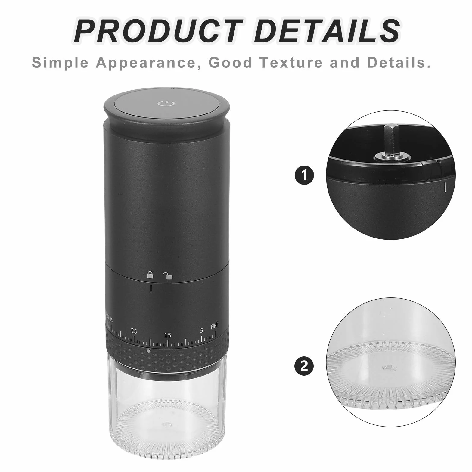 STOBAZA Molinillo de Café con Capacidad de 25g para Granos Eléctrico Portátil y 50g para Café Molido, Silenciosa y Material Abs para Uso Doméstico en Cocina