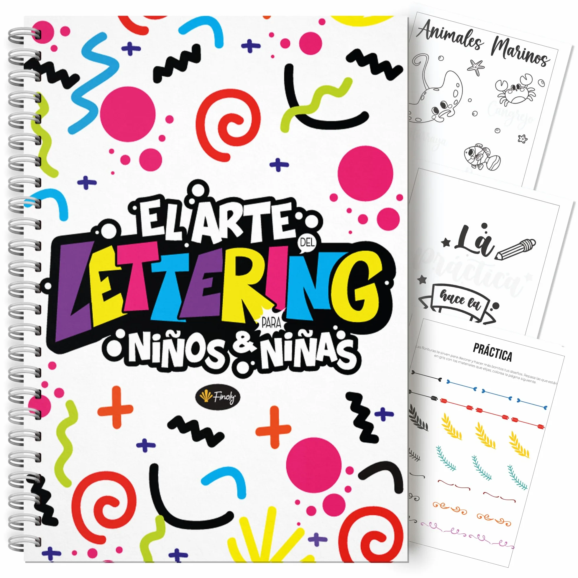 Finoly Cuaderno Lettering para Niñas Niños Principiante Colorear