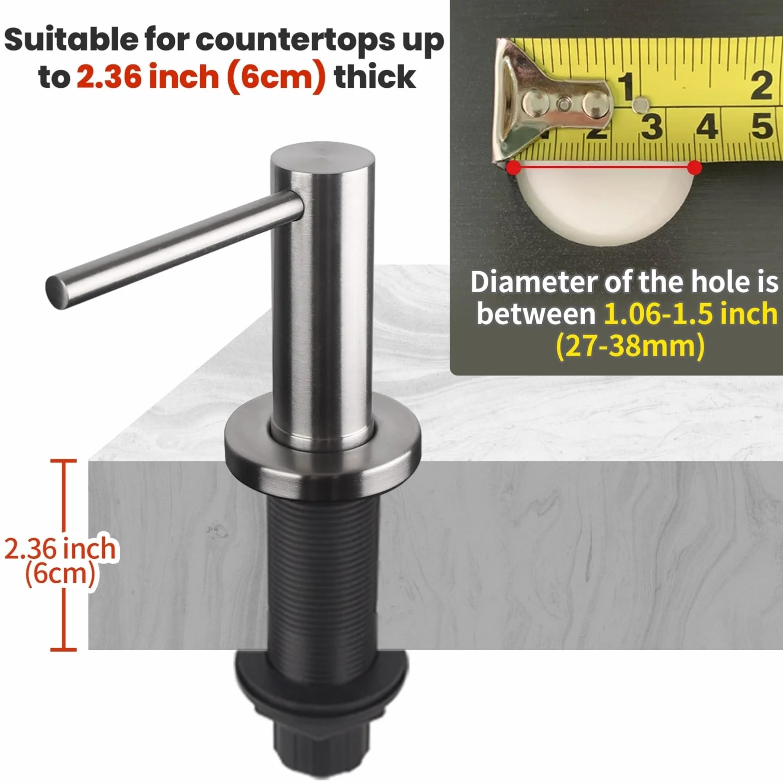 Dispensador de jabón de Cocina Dispensador de jabón sólido Acero Inoxidable 304 for Fregadero Cocina con Botella 17 onzas y Kit Tubo extensión 47 Pulgadas para Fregadero