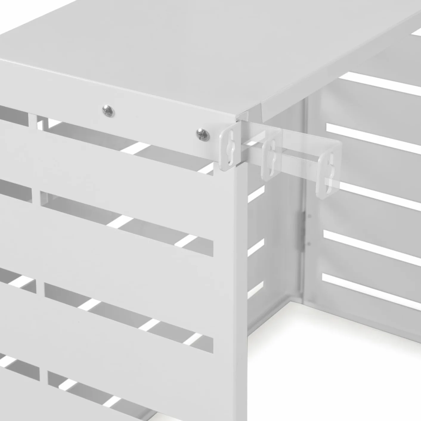 IDMarket - Cubierta de aire acondicionado de metal blanco protección unidad exterior 95 x 50 x 80 cm