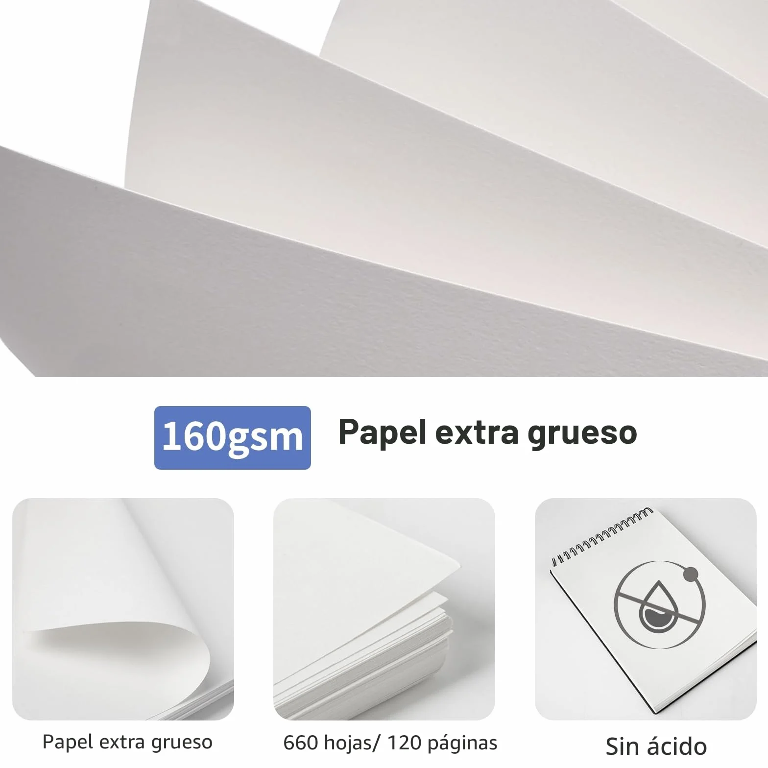 Cuadernos de Bocetos A4 120 Páginas Bloc de Dibujo Cartón Duradero