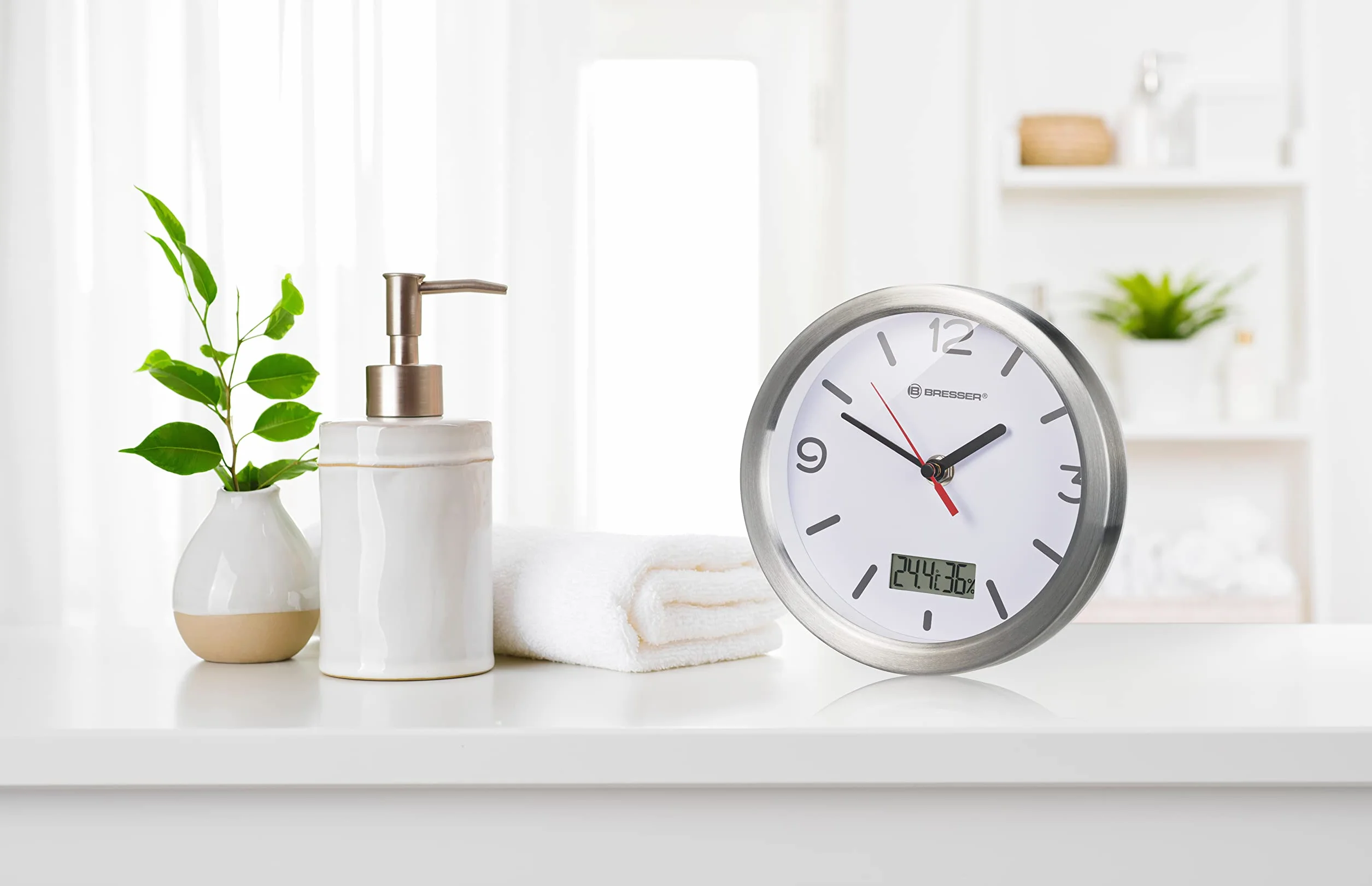 Bresser Reloj de baño 17 cm Blanco