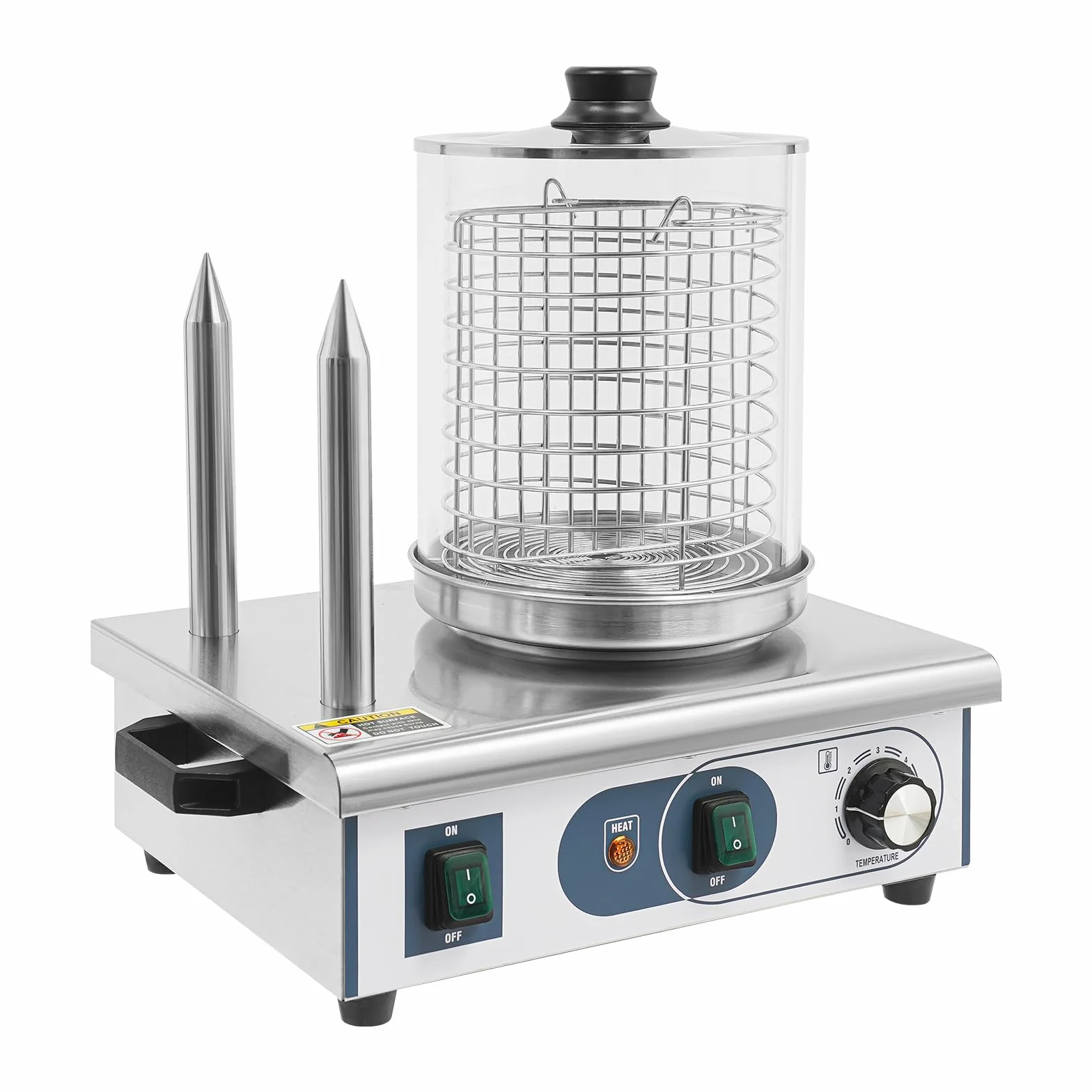 Calentador de salchichas, 550 W, 50 – 300 ℃, máquina compacta para aperitivos y gastronomía, 18,9 x 24 cm