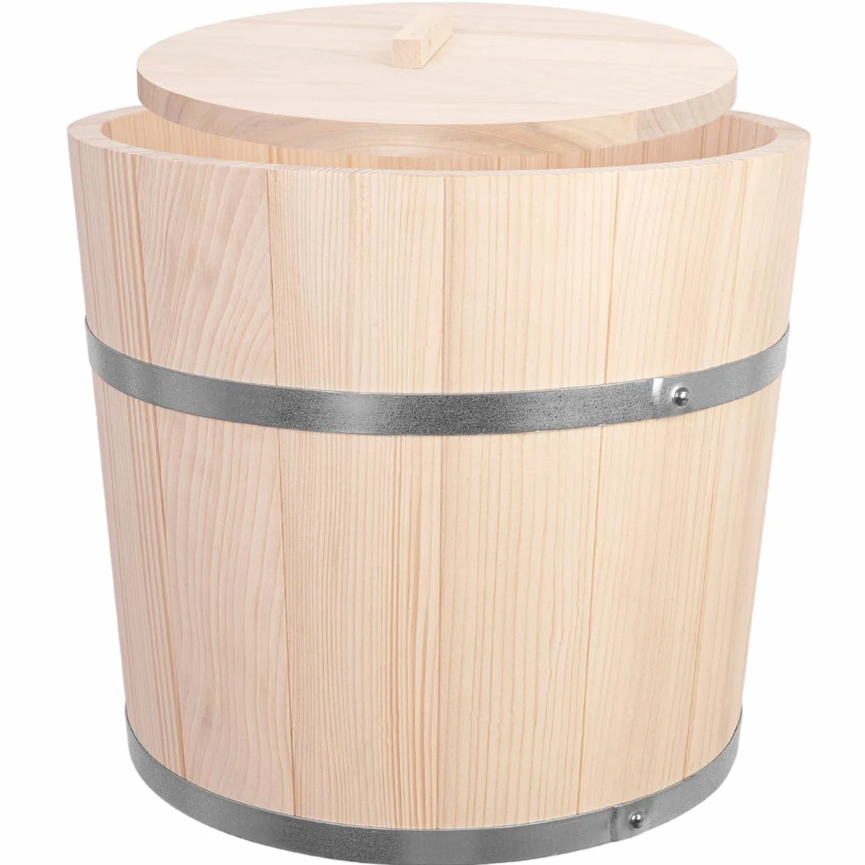 KADAX Barril de madera de 25 l, olla de chucrut de madera, olla de fermentación para fermentación de verduras como chucrut, pepinos o kimchi, barril de chucrut, olla de pepino, barril de pepino