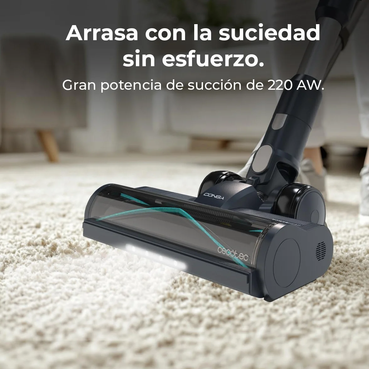 Cecotec Aspiradora Escoba Sin Cable Conga Rockstar 5500 Hurricane Station Flex, MAX 220 AW, 700 W, Base de Autovaciado, hasta 90min de Autonomía, Cepillo antienredos, Tubo Flexible y Ciclón Paralelo