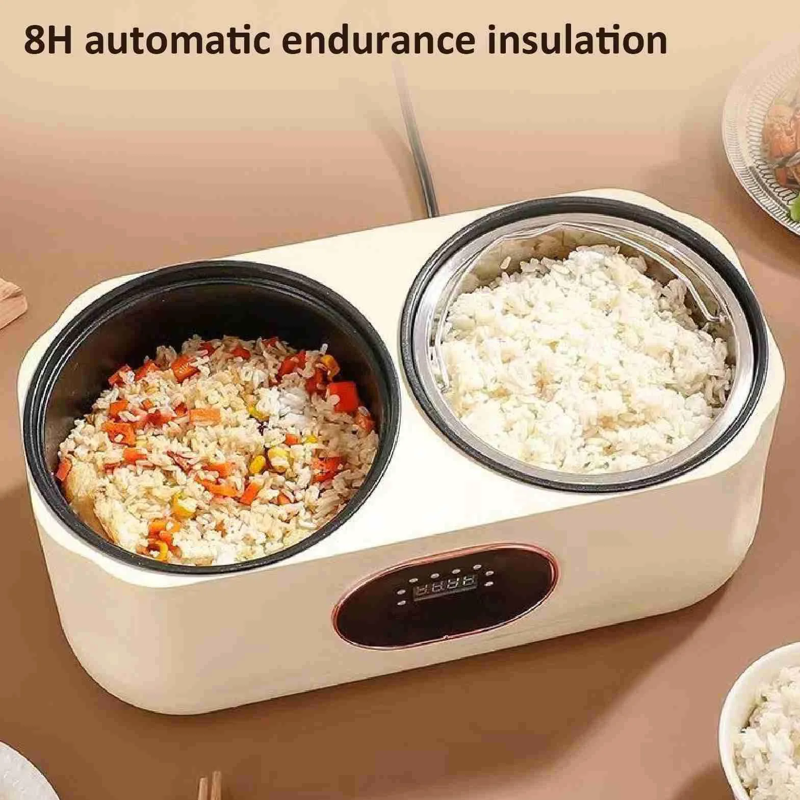 Olla de Cocción Lenta Dual Doble 2 Ollas, Calentador de Alimentos, Aislamiento Inteligente Automático, Multifuncional Desmontable