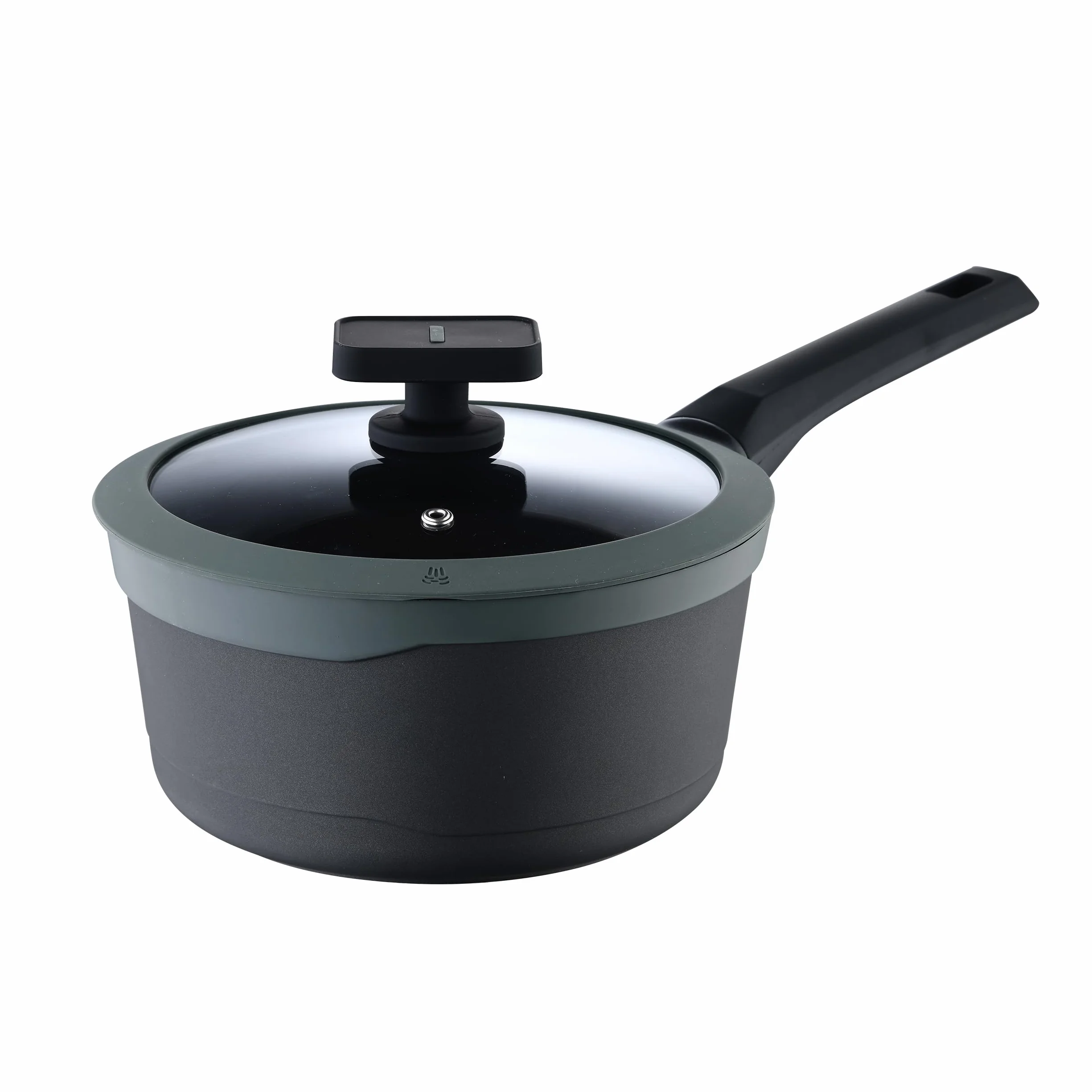 MasterPRO Gastro Reeco | Cazo de 16 cm y 8 cm de Altura con Tapa | Indicador Temperatura | Aluminio Fundido Reciclado | Revestimiento Antiadherente | Mango Soft Touch | Para Todo Tipo de Cocinas