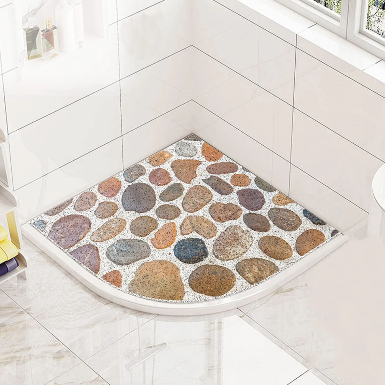 Alfombrillas de Ducha, Alfombra Baño Esquina, Alfombrillas de Baño, Alfombra Antideslizante de Ducha, Alfombrillas Bañera, Alfombra de Ducha PVC Antibacteriana,C,80x80cm