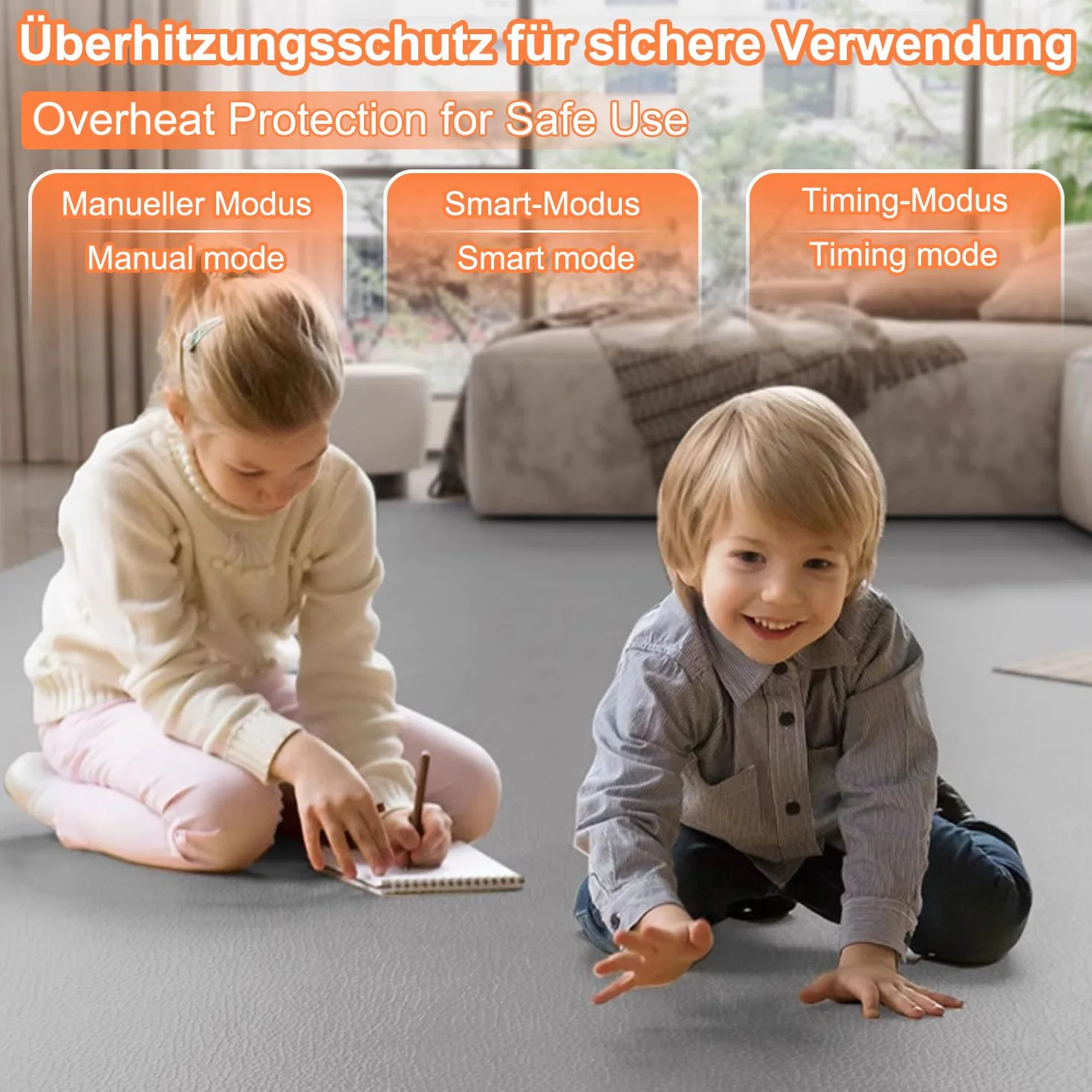 Alfombra con calefacción, alfombrilla eléctrica, temperatura ajustable en 60 niveles, temporizador de 12 horas, impermeable y antideslizante, para salón y dormitorio (700 W, 140 x 200 cm)