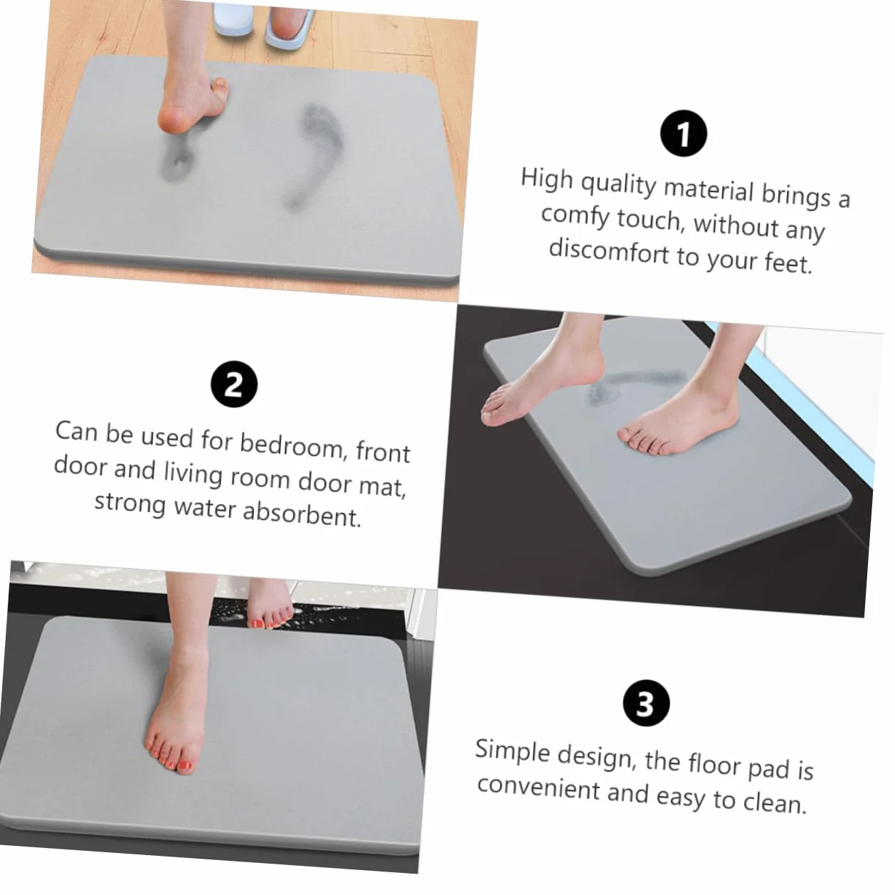 Cabilock Alfombra Antideslizante Alfombra De Ducha Alfombras De Baño para Bañera Esteras De Espuma Alfombra+Puerta+Exterior+Exterior Barro De Diatomeas Esponja Lujo Ligero