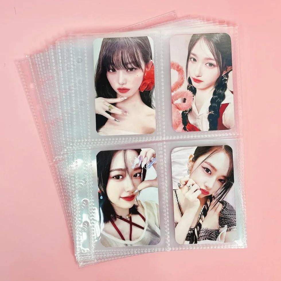 Carpeta A5 Kpop para tarjetas fotográficas con 240 bolsillos, álbum para tarjetas fotográficas con 30 fundas de doble cara para tarjetas fotográficas, 6 anillas de piel sintética, bonito libro