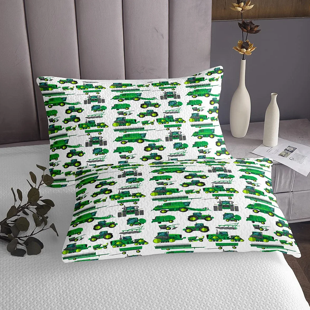 Equipamiento Camiones Acolchada Excavadoras para Niños Niños Niñas Niños Niños Verde Vehículo Coverlet Set Construcción Suave Tractor Acolchado King