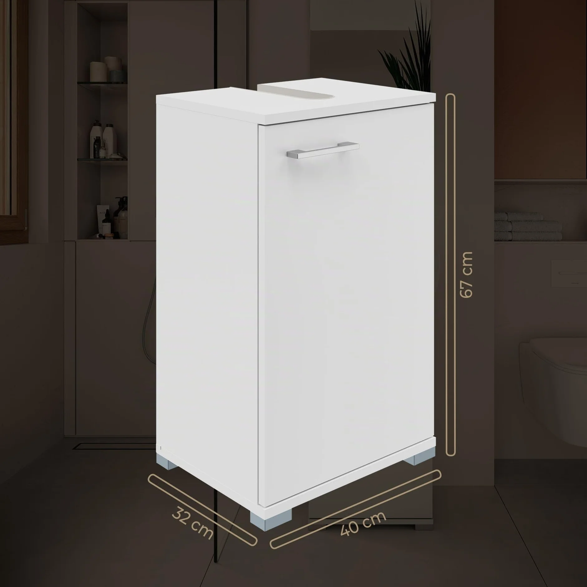 Probus Armario básico para baño de 40 cm – Moderno Armario bajo Lavabo en diseño Blanco con Mucho Espacio de Almacenamiento, Fabricado en Alemania, Color Blanco