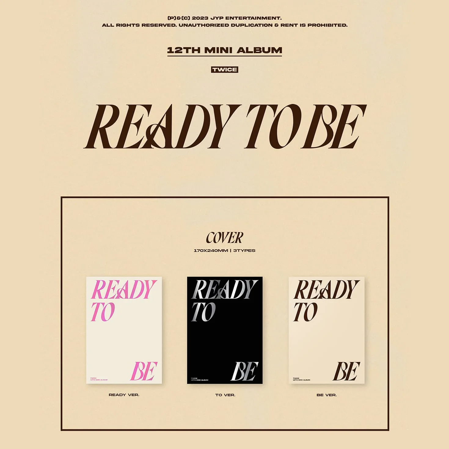 TWICE 12th Mini Album READY TO BE READY Ver. Photobook CD-R Folded Poster Postcard Message Photocard Set PVC Card