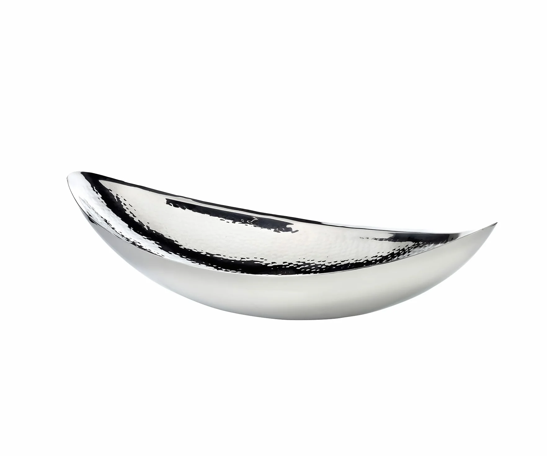 EDZARD Cuenco Halifax (longitud 40 cm), color plateado, pulido brillante, finamente martillado, acero inoxidable