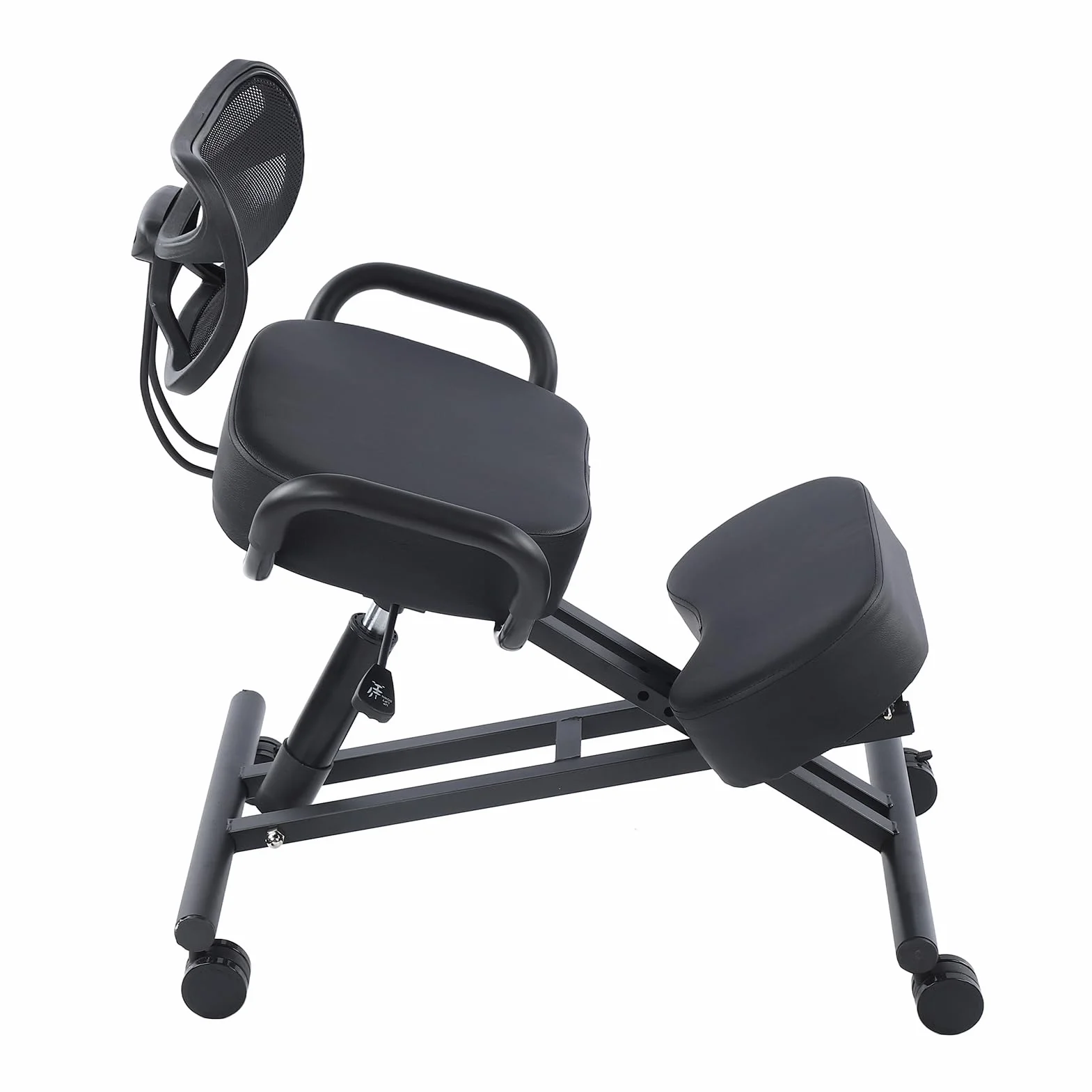 Silla Ergonómica de Rodillas con Respaldo de Malla, Ajustable, Transpirable, Cojín de Cuero, para Alineación de la Columna