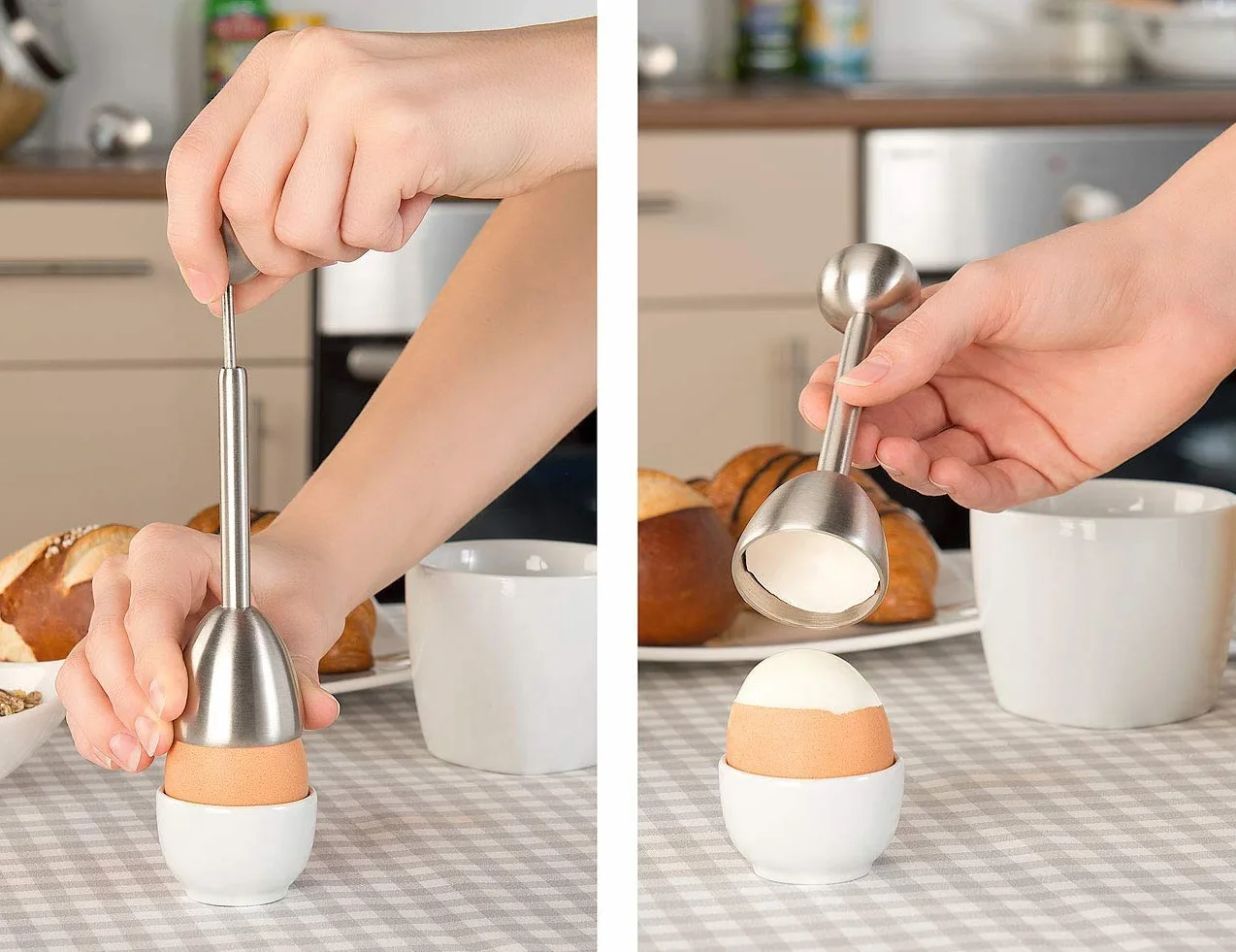 Stainless Steel Egg Cracker Topper Separator Cortador