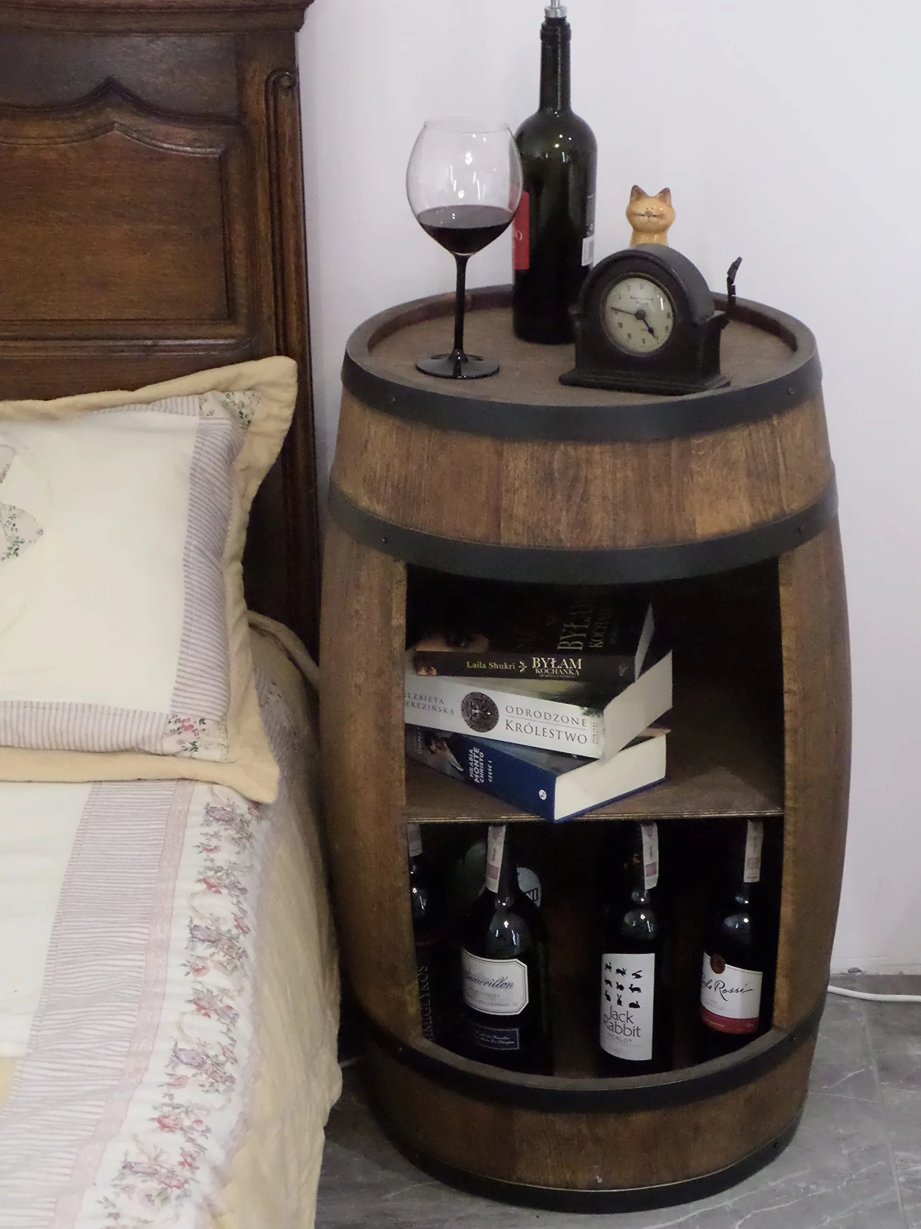 Creative Cooper Barril de Madera para casa – Armario en Estilo Retro – botellero – Estante de Vino – 80 cm de Altura – Muebles Elegantes (wengué)