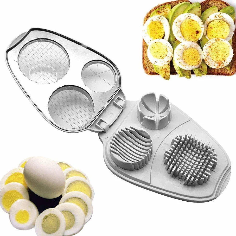 Cortador de huevos 3 en 1 de acero inoxidable ProLeo, Abridor Huevos Cocidos, Utensilio de Cocina