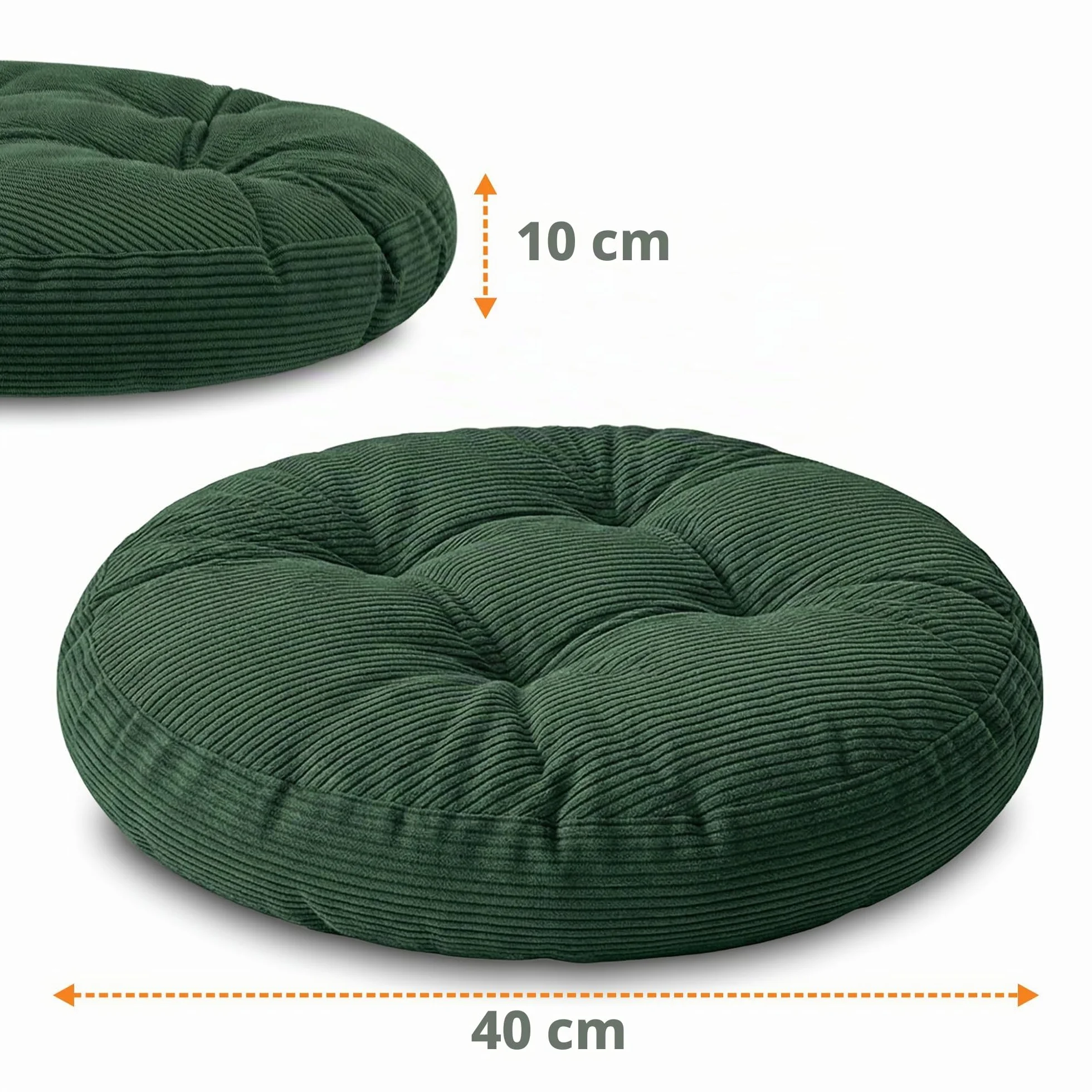 Amazinggirl Cojín Silla Comedor Redondo 40 cm - Juego de 4 Cojines para sillas Cocina Interior Asiento Acolchado Estilo escandinavo Suave Lavable Terciopelo acanelado Verde
