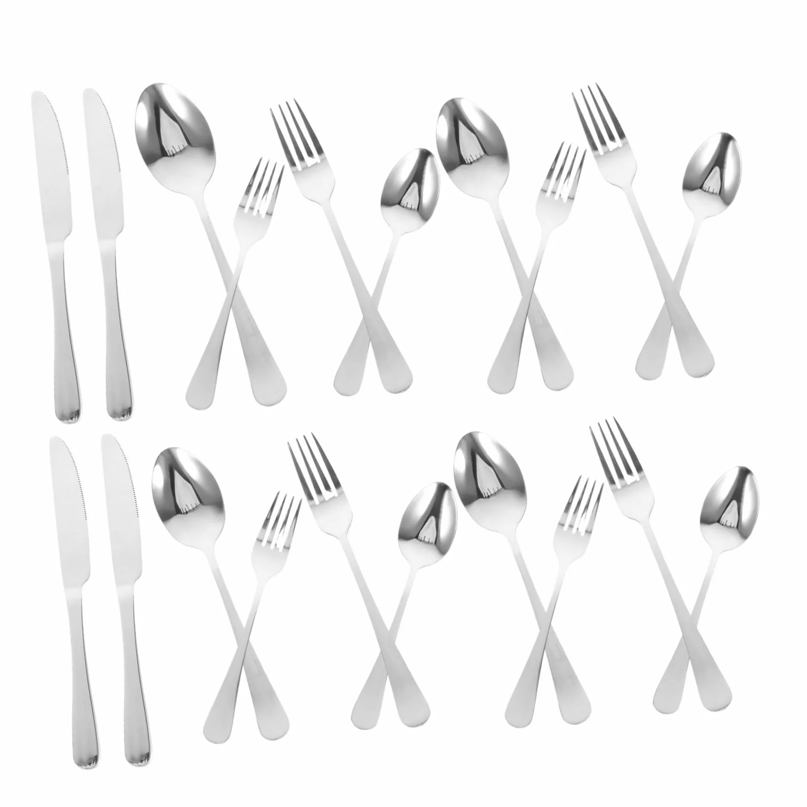 Cubiertos de Acero Inoxidable 20 Piezas para Cena y Fiesta | Plata, Agarre Cómodo y Uso Versátil, Diseño Elegante y Sencillo para Restaurantes y Otras Ocasiones