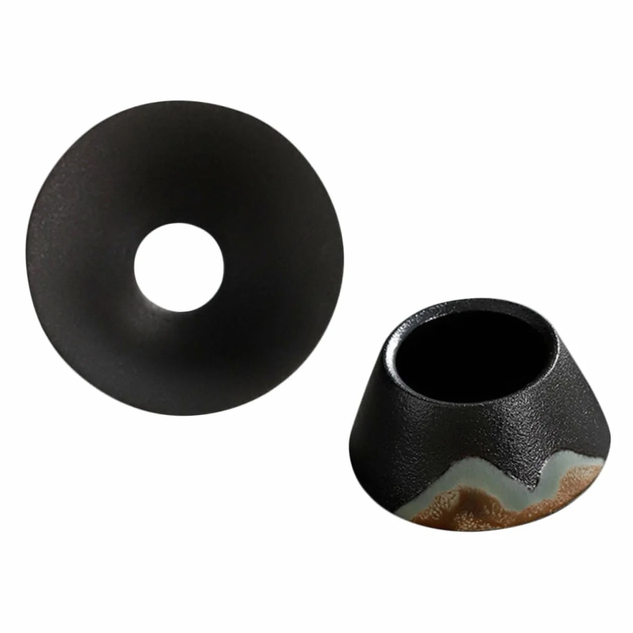 SOIMISS 3 Piezas Filtro De Té Colador De Té Platillo Embudo Taza De Colador De Té Filtros Infusor De Té Taza Para Té Infusores De Té De Hojas Sueltas Descafeinado Neto Gres Black Cerámica