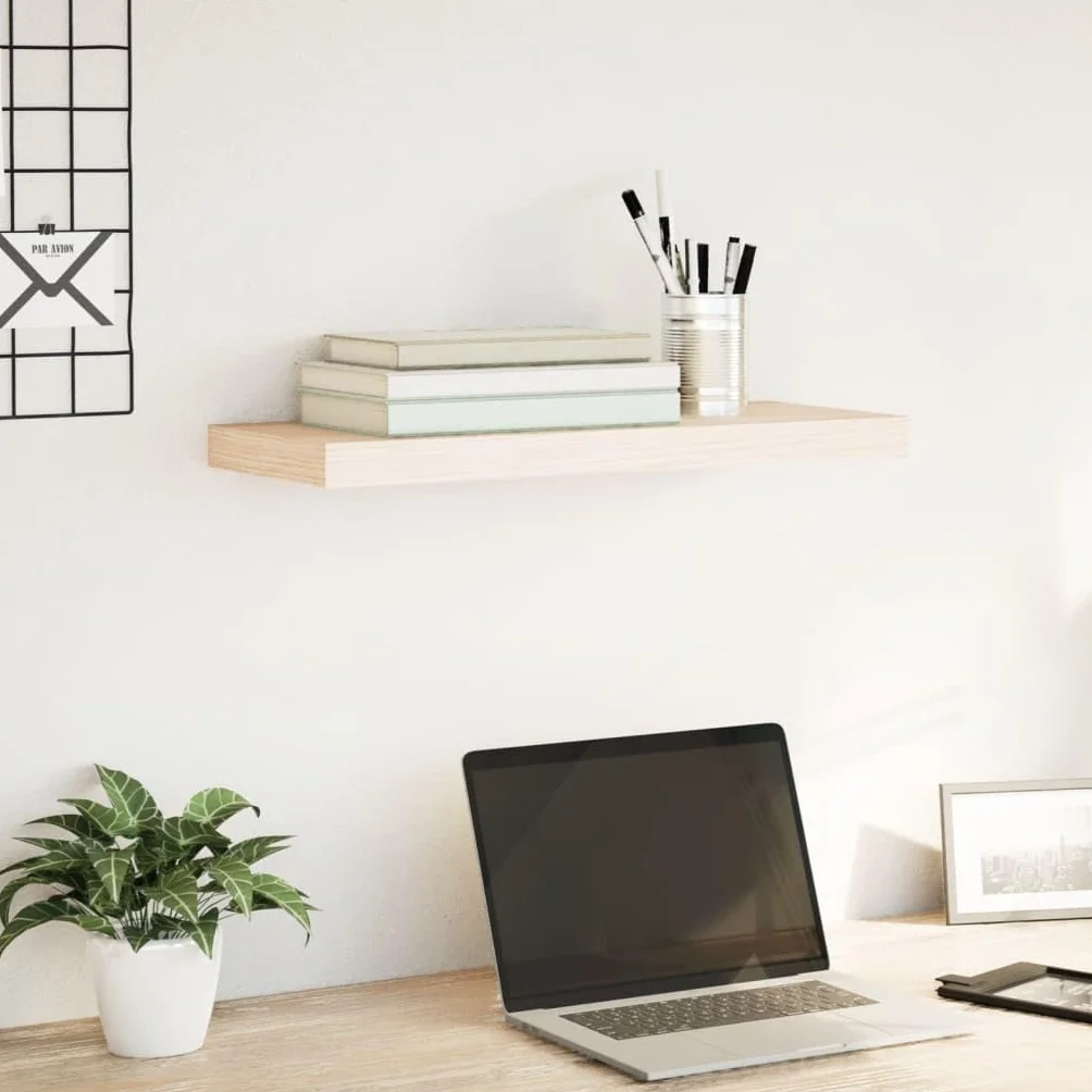 Estantería flotante de 60 x 23,5 x 4 cm, material de madera con chapa de roble y sistema de montaje invisible, diseño moderno, robustez y durabilidad para salón, cocina, dormitorio