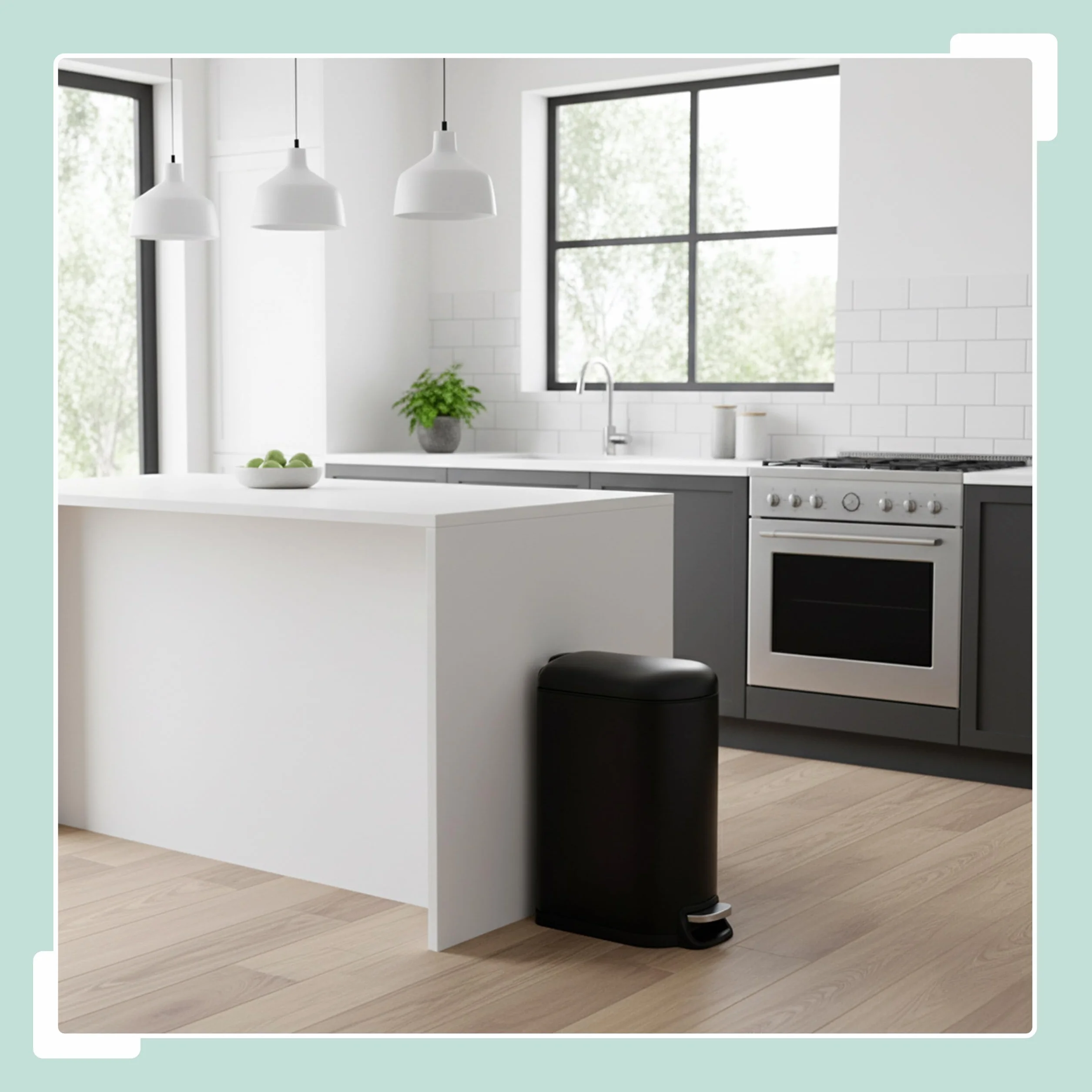 Relaxdays Cubo de Basura 10L Cierre Suave Interior Extraíble Tapa Negro 39x18.5x31.5 cm