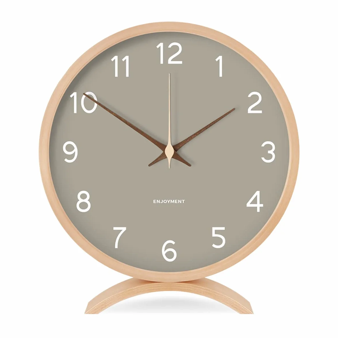 Maxspace Reloj de Mesa, silencioso, sin tictac, 20 cm, Decorativo, de Madera, Reloj de Escritorio, Sala de Estar, Oficina, Dormitorio, decoración (Gris)