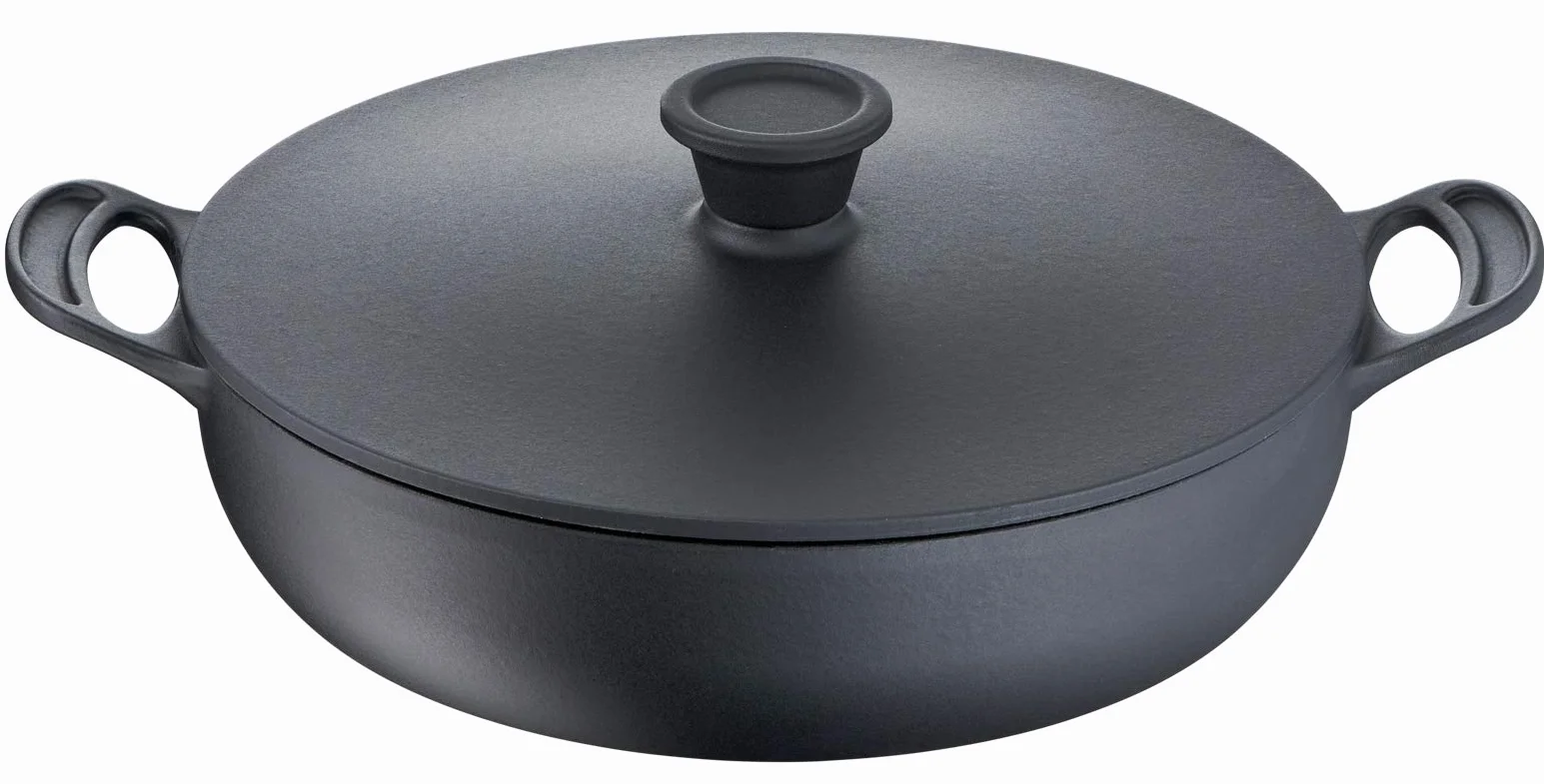 Tefal Jamie Oliver Premium hierro fundido acero sartén 2 asas 30 cm + tapa, cocción segura, revestimiento esmaltado, distribución homogénea de la condensación, compatible con horno, inducción E2139955