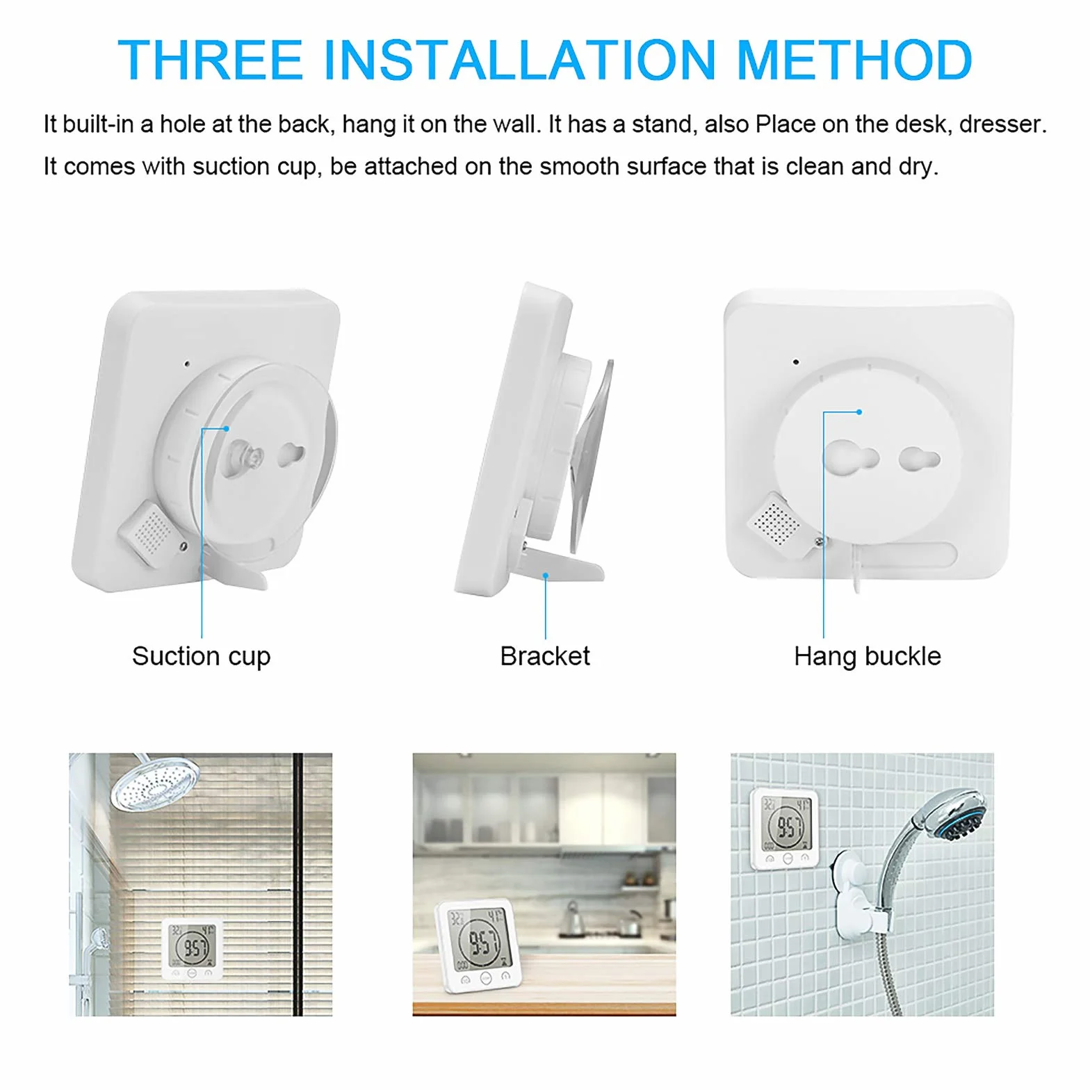Reloj de Baño LCD Digital Impermeable con Alarma, Control de Temperatura y Humedad, Temporizador