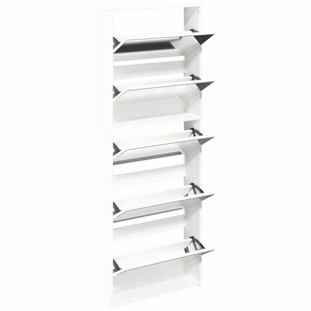 vidaXL Mueble Zapatero 5 Cajones con Espejo Organizador Mobiliario Salón Dormitorio Sala de Estar Almacenamiento 63x17x169,5cm Blanco