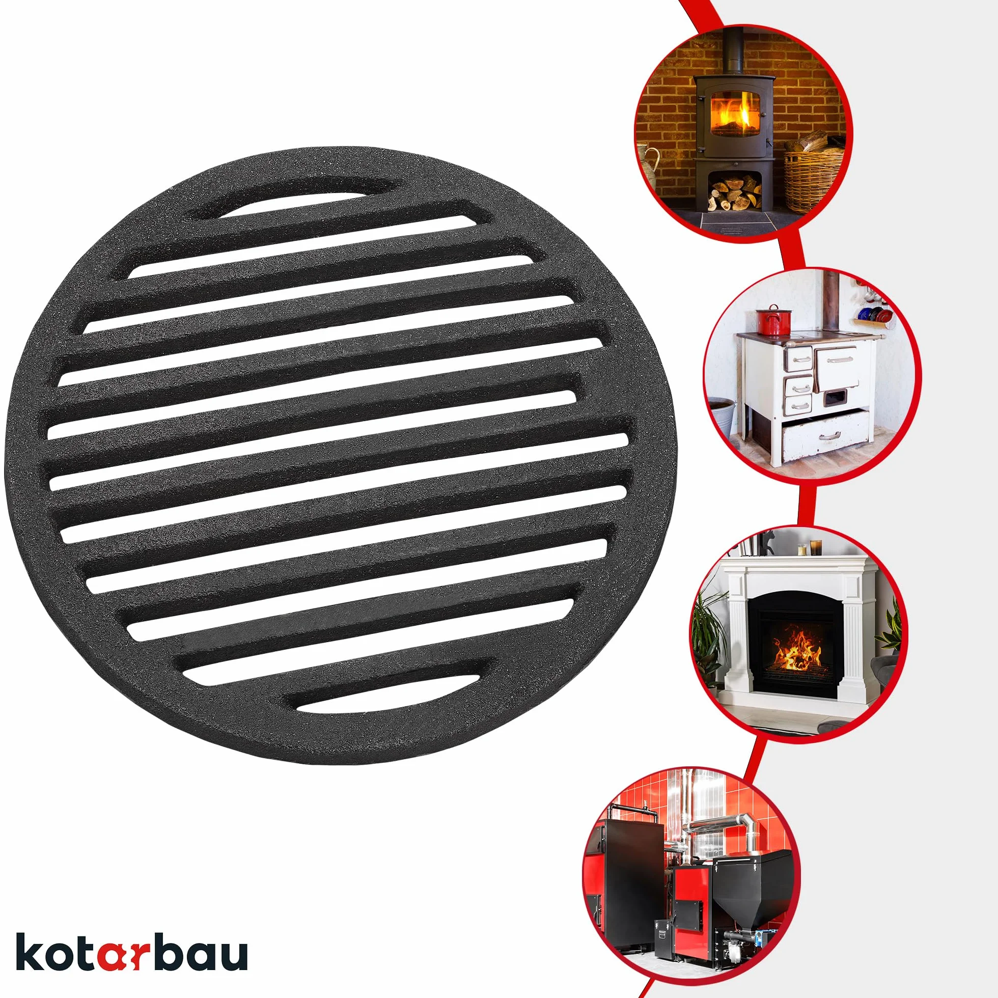 KOTARBAU® - Rejilla de Chimenea de Hierro Fundido (23 cm)
