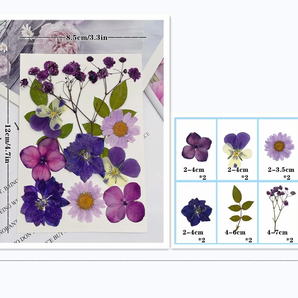 Flores Secas Naturales Mixtas 72 Piezas Kit para Resina Scrapbooking DIY