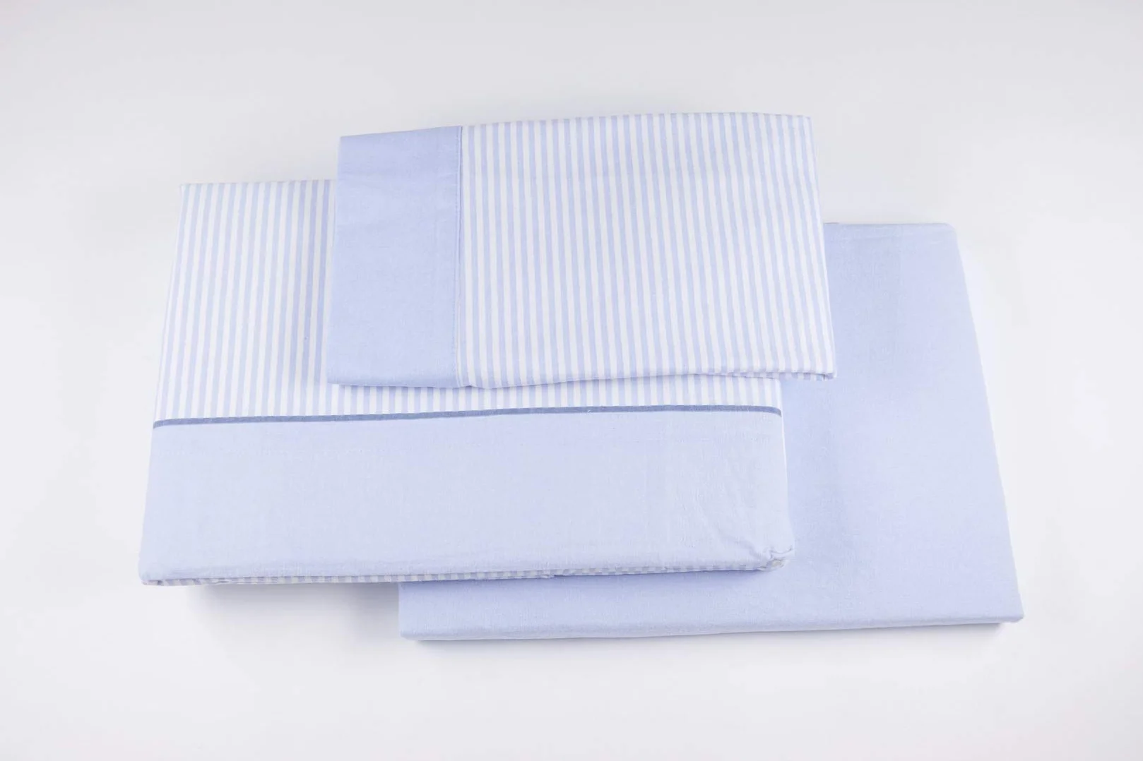 Burrito Blanco | Juego de sábanas Algodón 100% Franela Premium | Cama de 120 cm (+Medidas Disponibles) | 3 Piezas (Encimera, Funda de Almohada y Sábana Bajera) | Color Azul 546 (120x190/200cm)