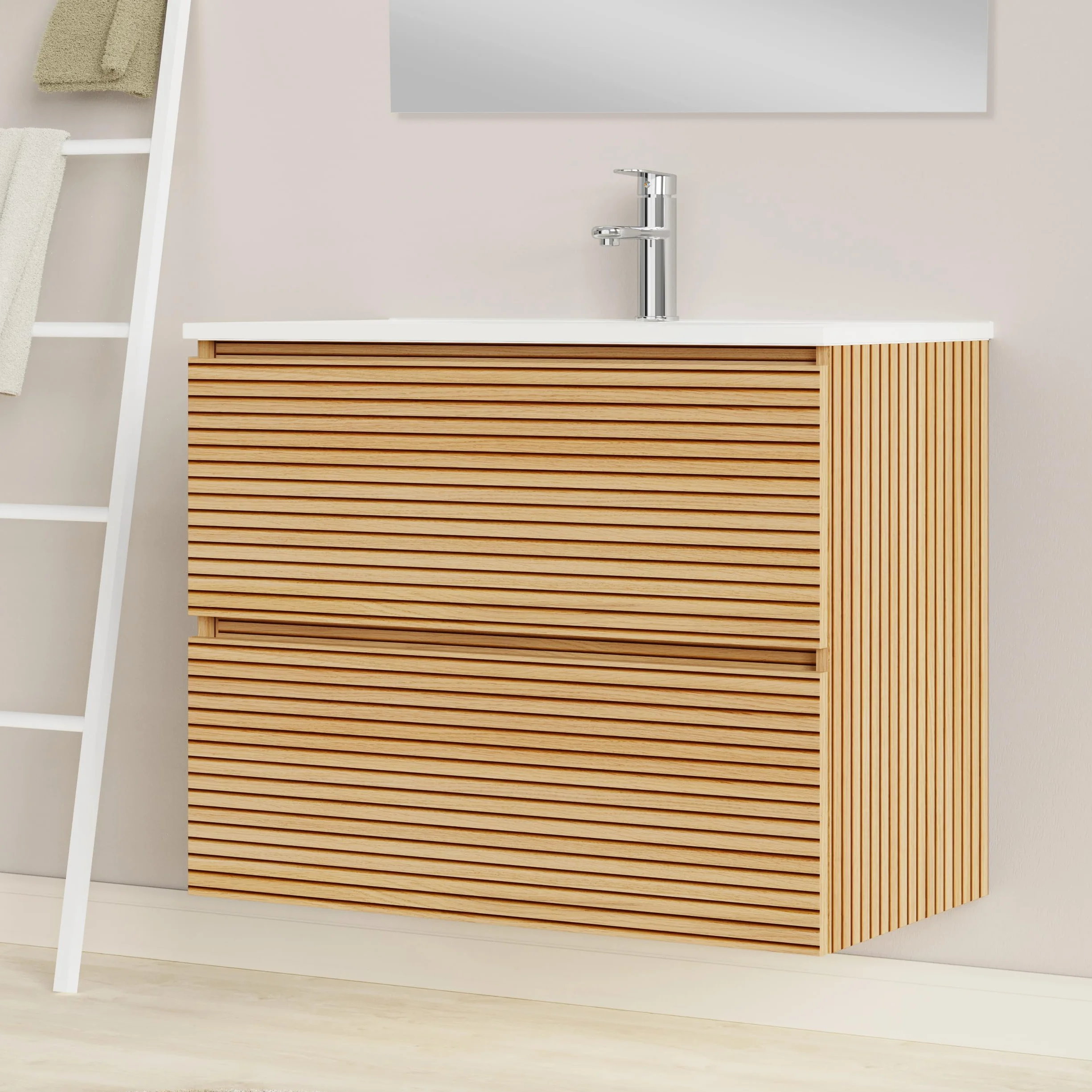 Baikal Mueble de Baño Dash 80 cm 2 Cajones Suspendido Lavabo Cerámico Monocolor