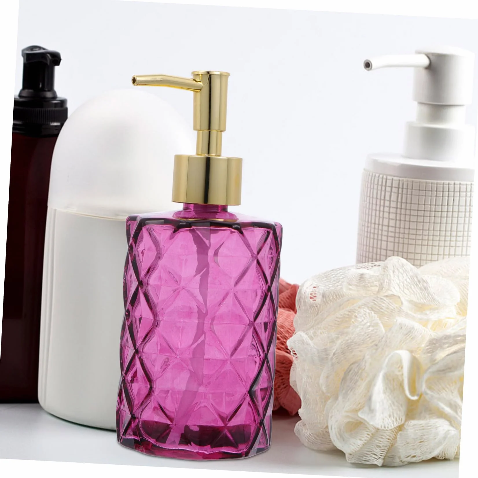 3piezas Botellas De Vidrio con Pulsador Botella Dispensadora De Gel De Ducha Vacía para Baño Sala De Estar