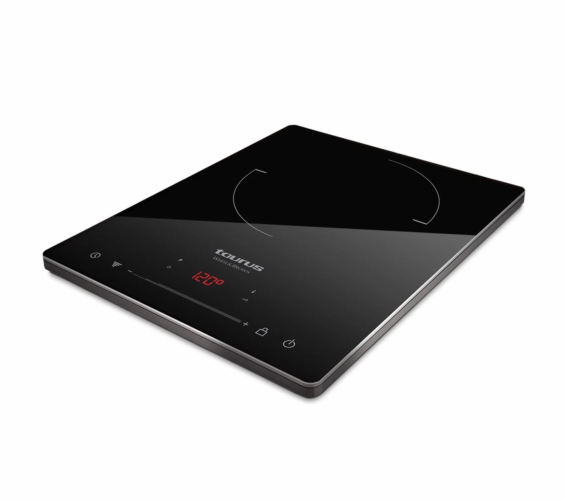 Taurus Darkfire - Placa de inducción digital portátil | 8 niveles de potencia | Temperatura ajustable | Función temporizador | Diseño ultraslim | 2100W | 290x365x45 mm.