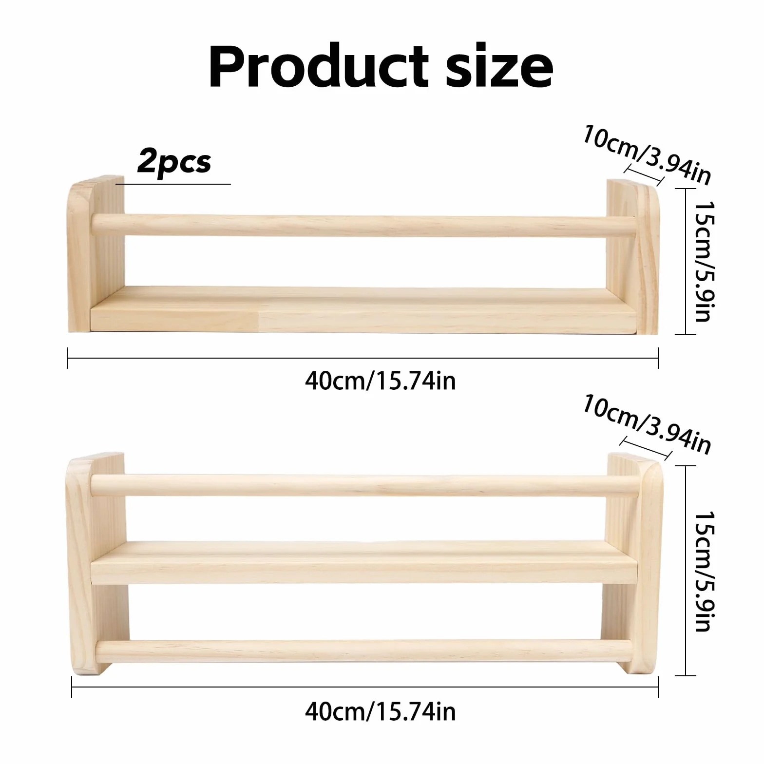 3 Piezas 40cm Estantes Flotantes para Guardería Estanteria Libros con Barra Protectora Flotantes Baldas Pared Madera Pino Madera Estantes Organizadores de Libros für Libros de Cuentos,Revista