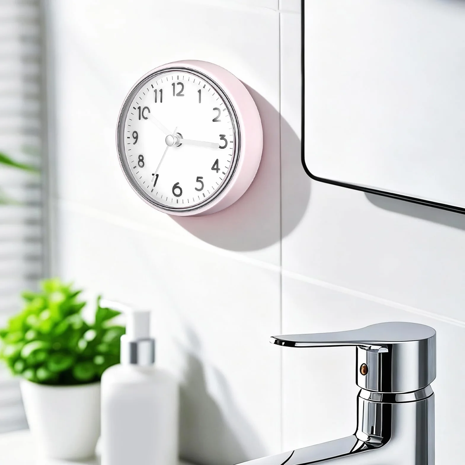 Zerodeko Reloj Mini de Pared Ventosa Resistente al Agua para Baño