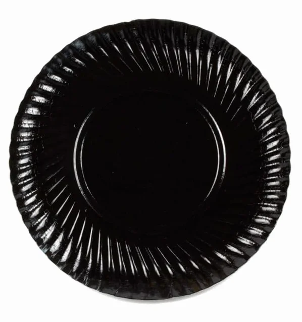 100 Platos de Cartón Redondos Negros, Ø25cm, Reciclables, Platos de Papel, Eventos y Fiestas, Postres, Tartas, Pastelería.