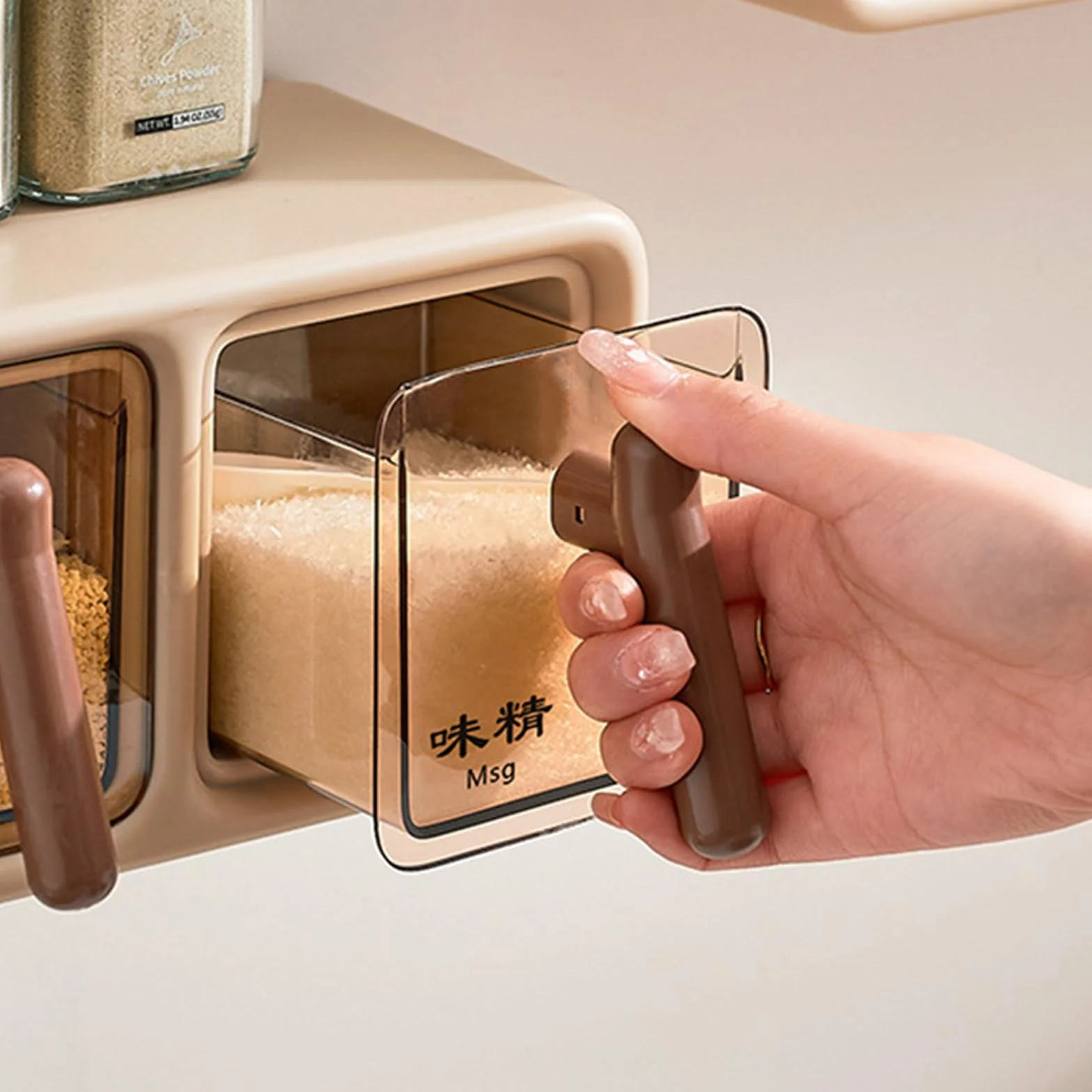Dispensador de especias montado en la pared, estante de especias de cocina resistente con cucharas para entusiastas de la cocina, perfecto para condimentos y condimentos