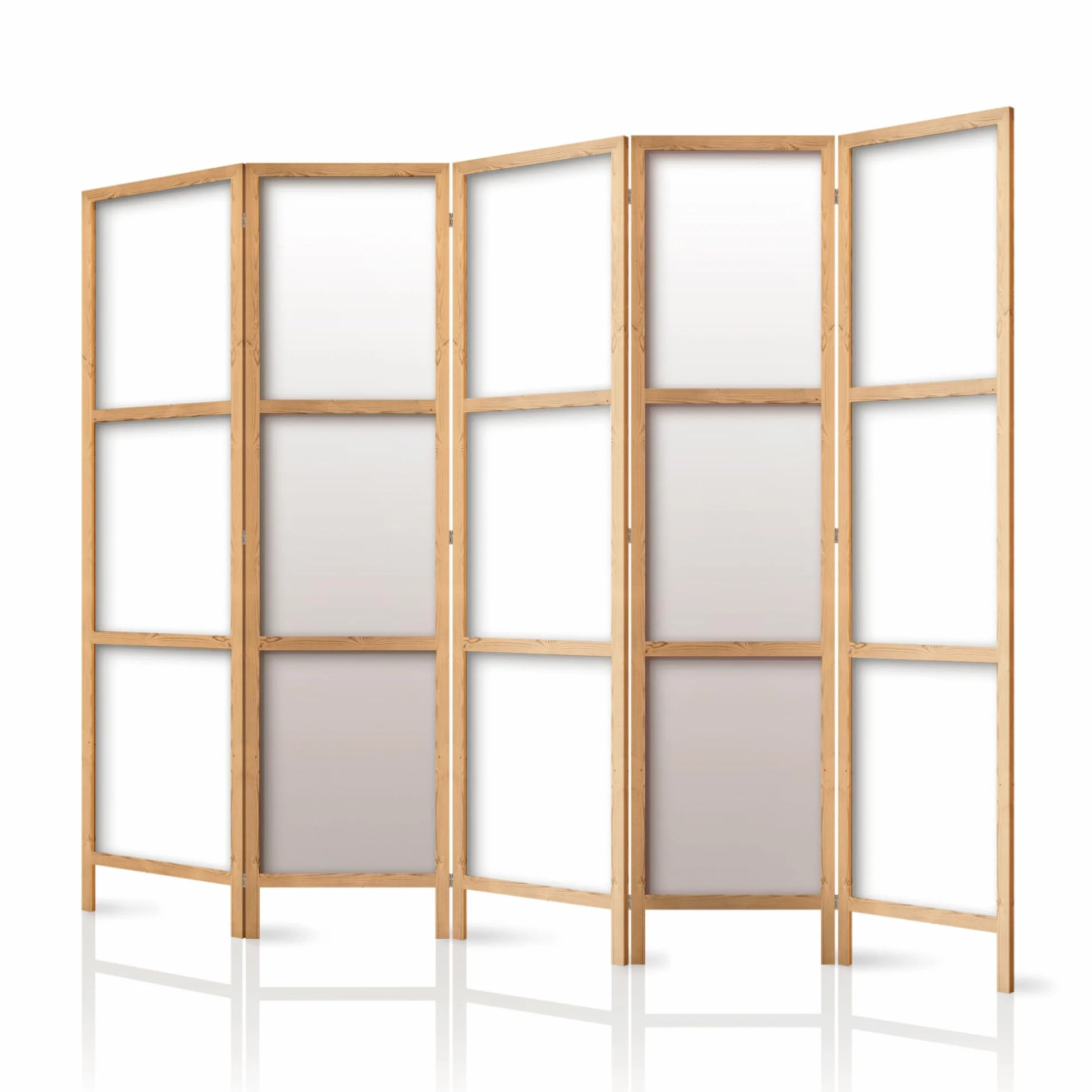 Biombo divisor de ambientes de madera 225x172 cm, 5 paneles, de un solo lado, estilo oriental