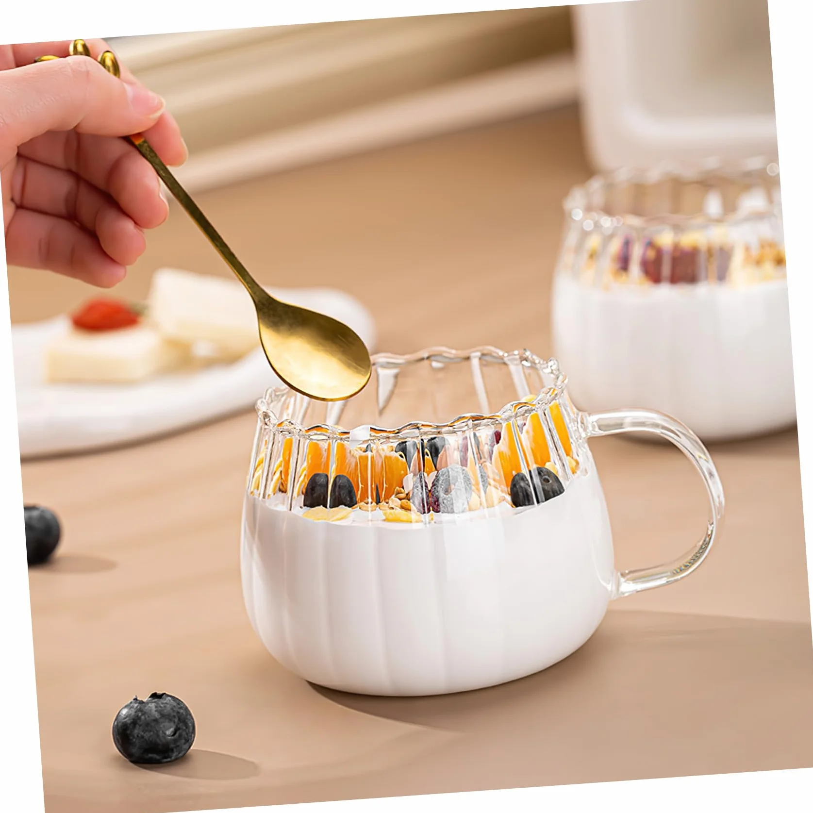 2 Piezas Vasos de Vidrio Transparentes para Leche y Café Resistentes al Calor Ligeros y Prácticos para Desayuno y Bebidas Hogar y Restaurantes