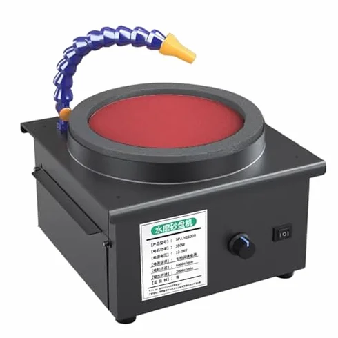 Amoladora de Banco húmeda y Seca de 7 velocidades, afilador de Cuchillos eléctrico de 2000 RPM con Flujo de Agua Ajustable y función de reversa para pulir Metal y Madera, y afilar Tijeras.