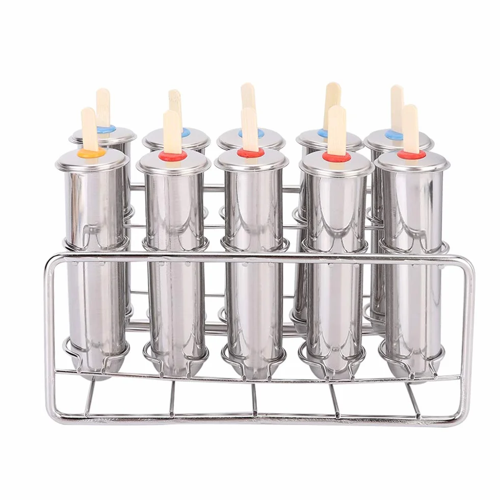 Generic Moldes para Paletas de Helado de Acero Inoxidable 304, Máquina para Hacer Paletas de Hielo DIY a Prueba de Fugas de 6 Cavidades con Cepillo y Kit Casero Fácil y Seguro para Niños